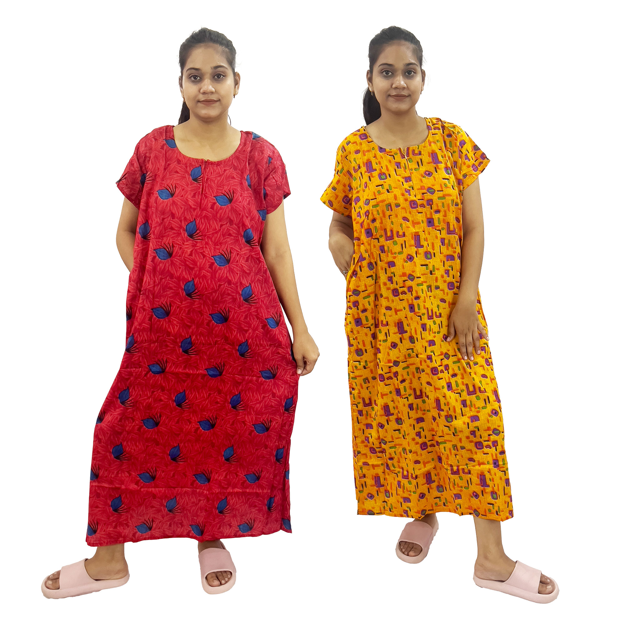 Pearlfly women cotton Nightgown [Combo-2]
