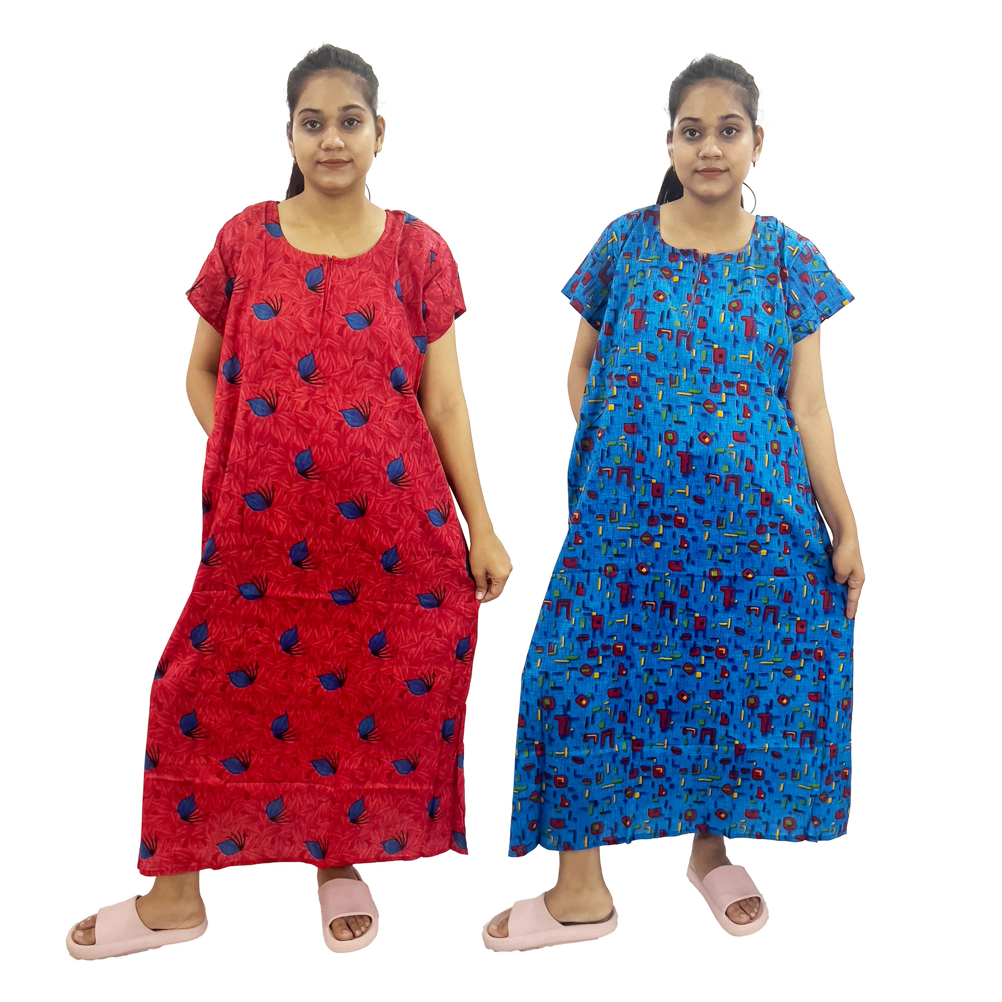 Pearlfly women cotton Nightgown [Combo-2]