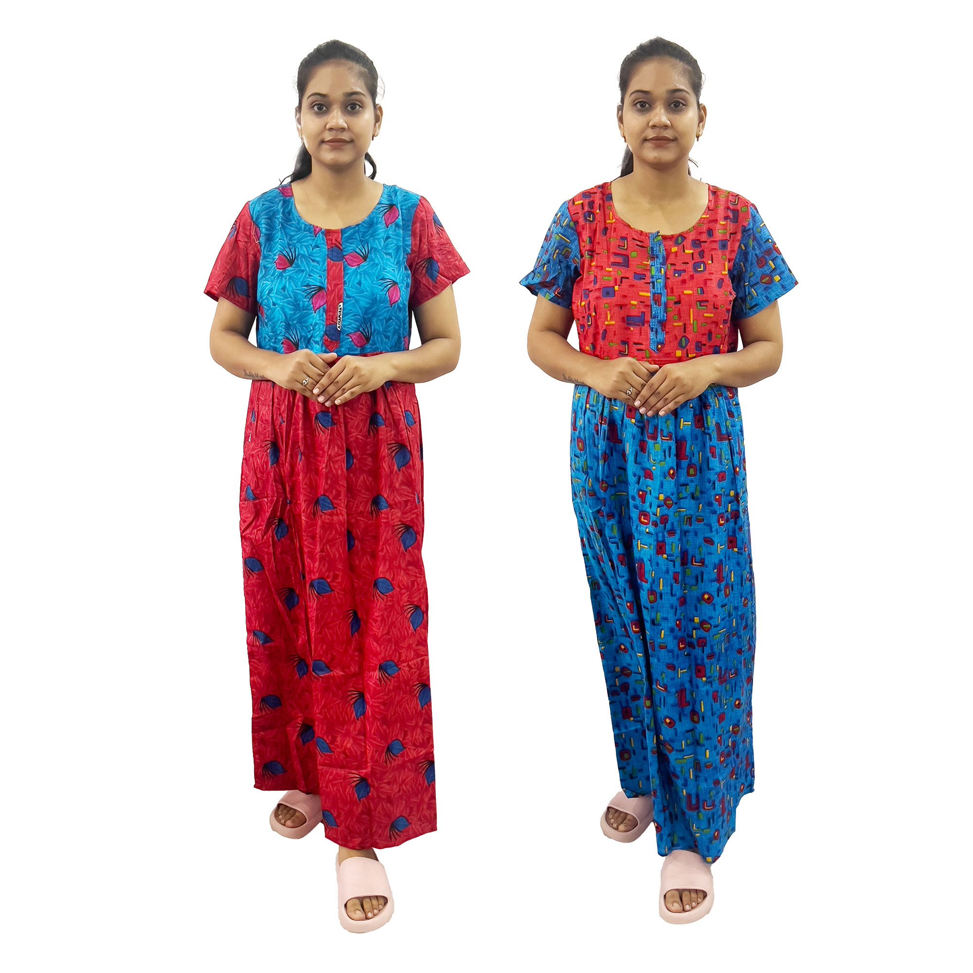 Pearlfly women cotton Nightgown [Combo-2]