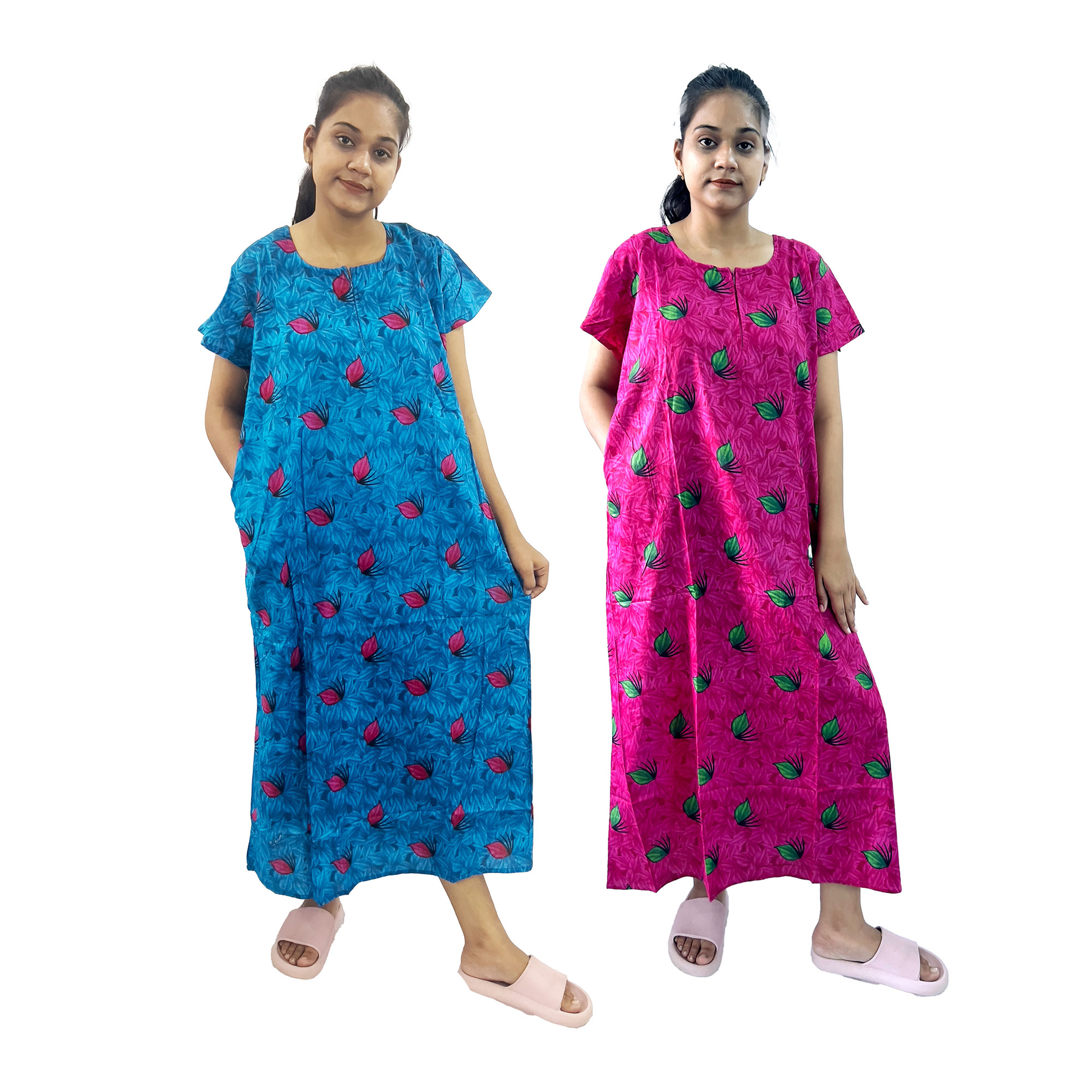 Pearlfly women cotton Nightgown  [Combo-2]