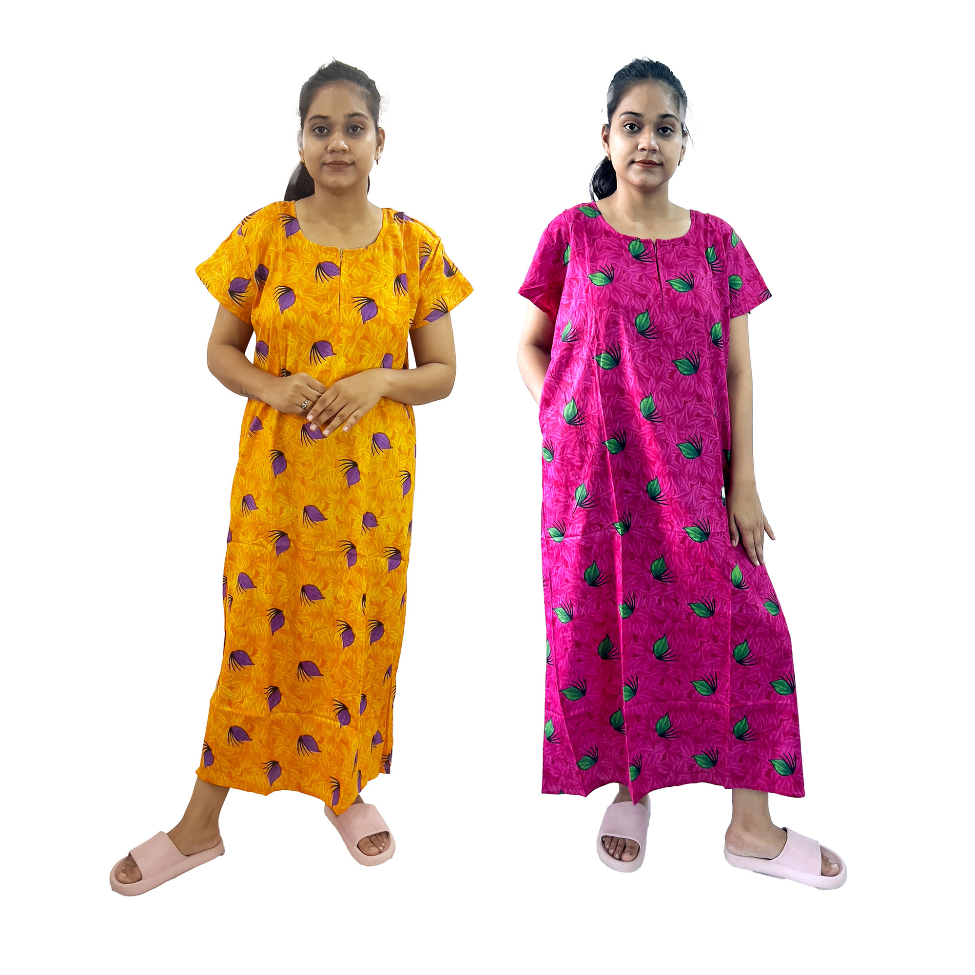 Pearlfly women cotton Nightgown [Combo-2]