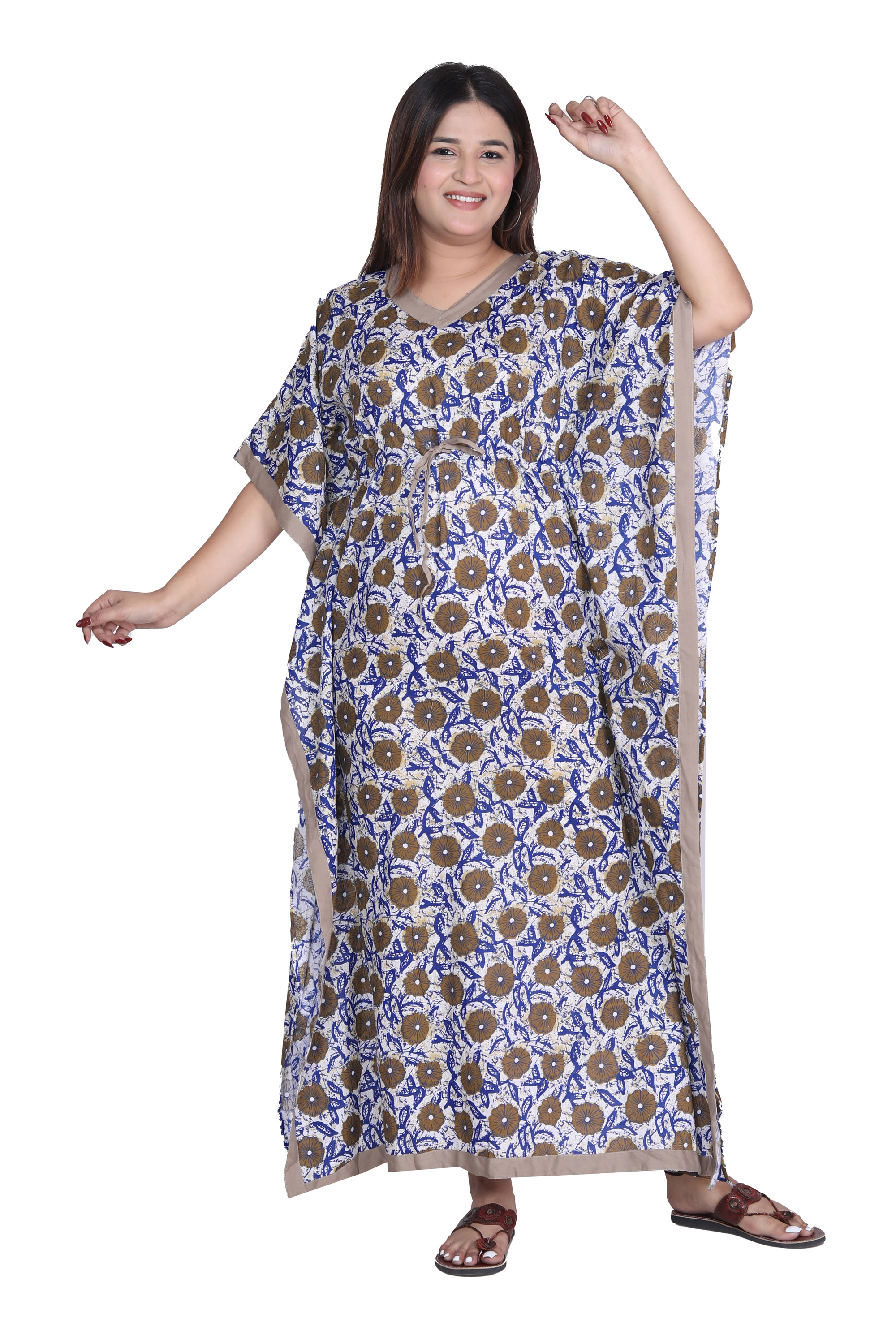 Pearlfly Women Long cotton kaftan 