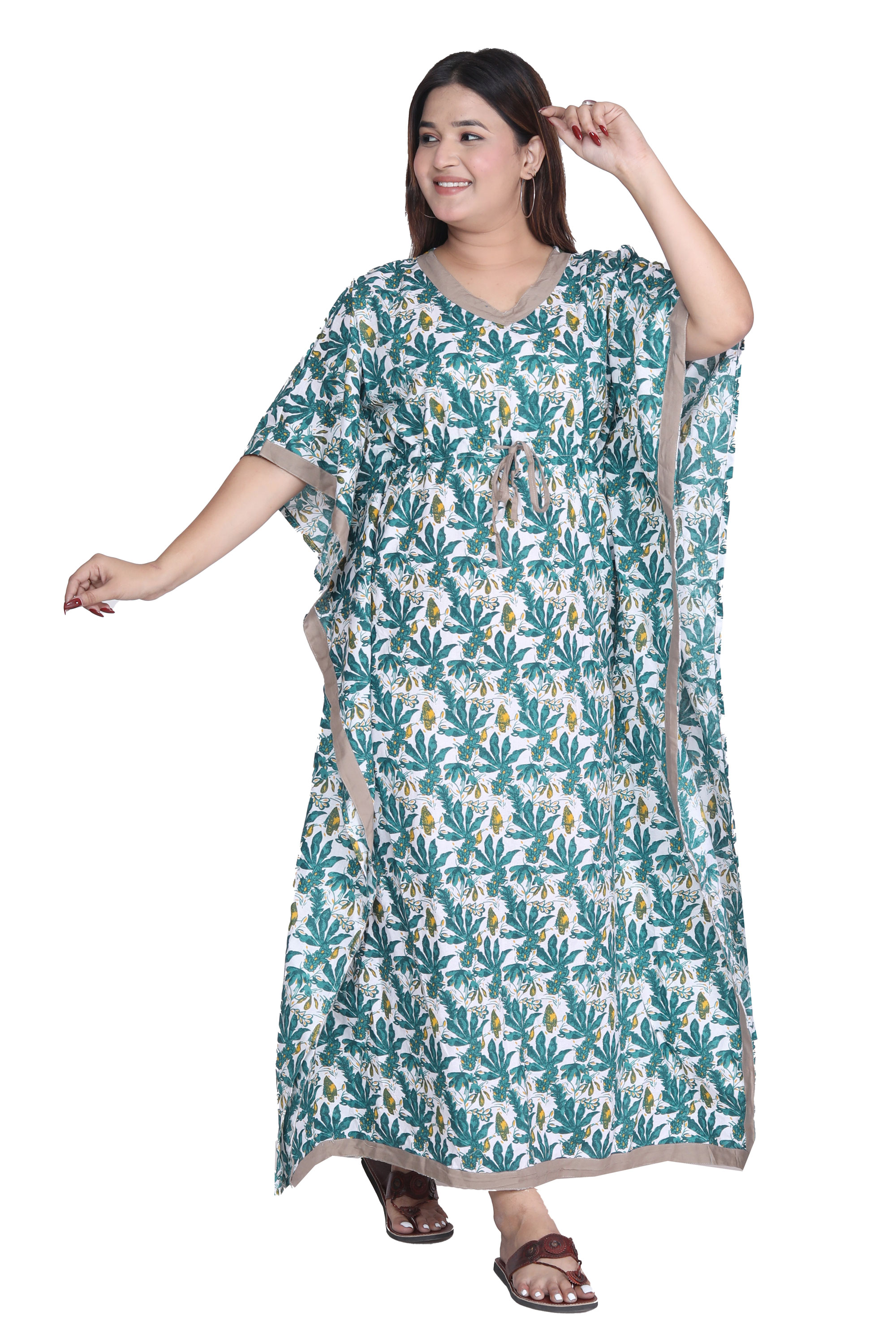 Pearlfly Women Long cotton kaftan