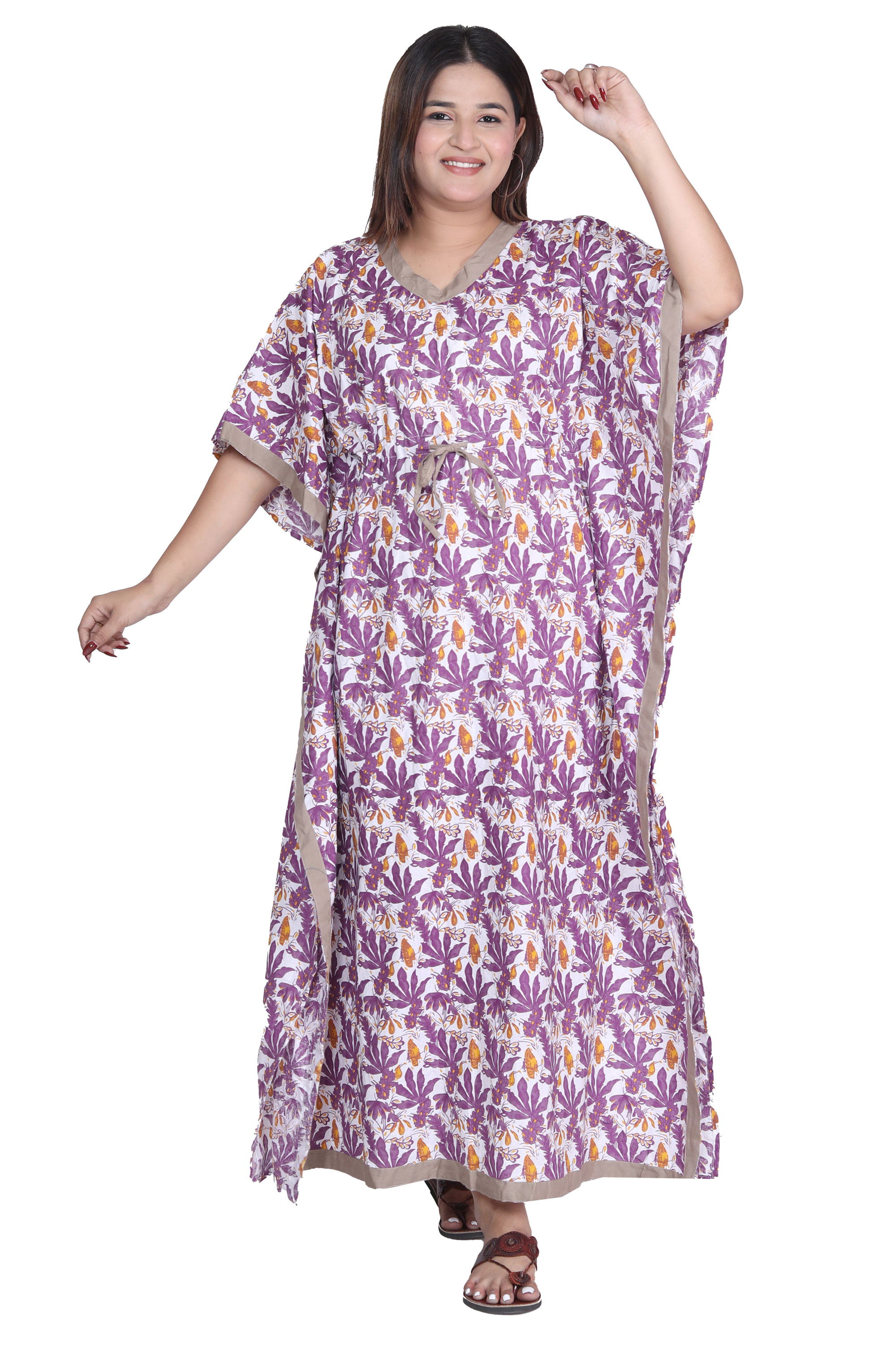 Pearlfly Women Long cotton kaftan 
