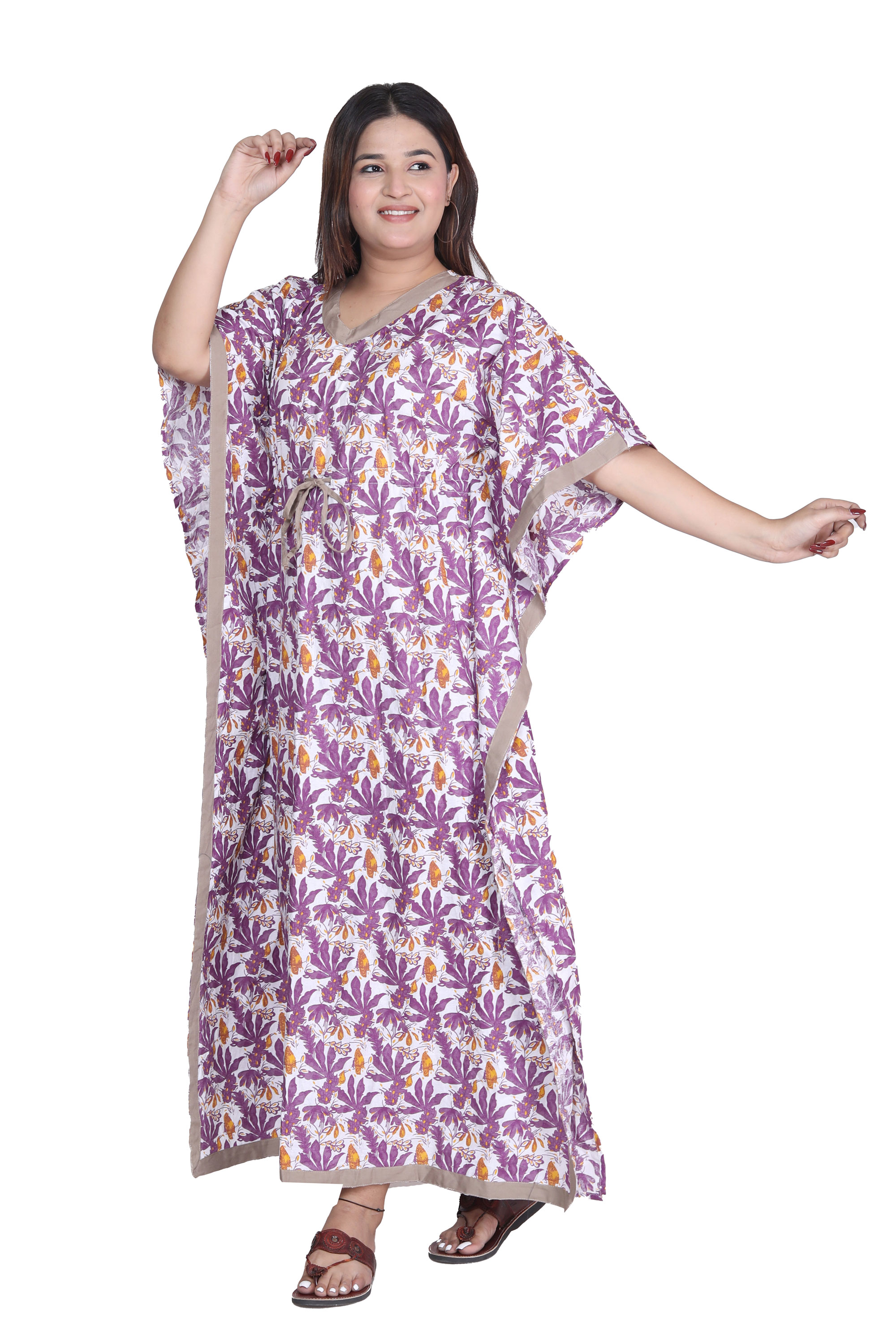 Pearlfly Women Long cotton kaftan 