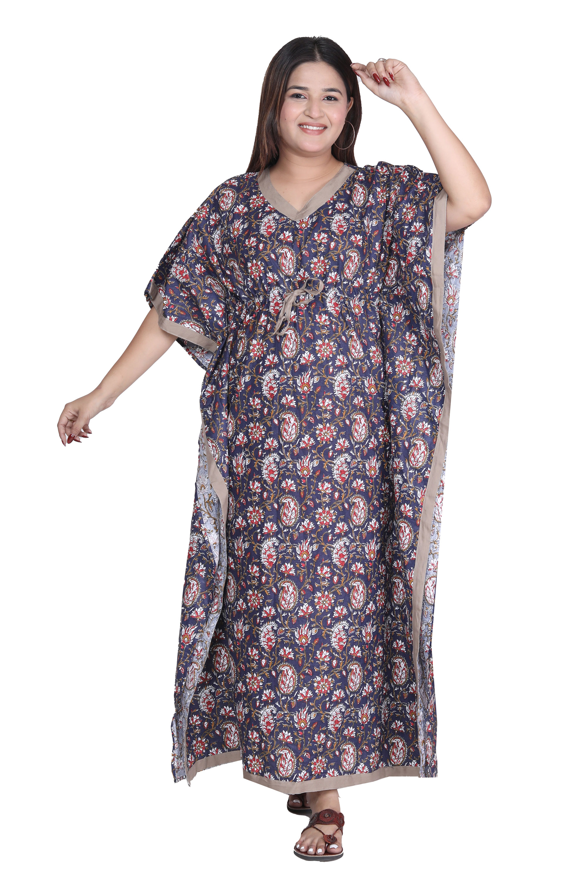 Pearlfly Women Long cotton kaftan 