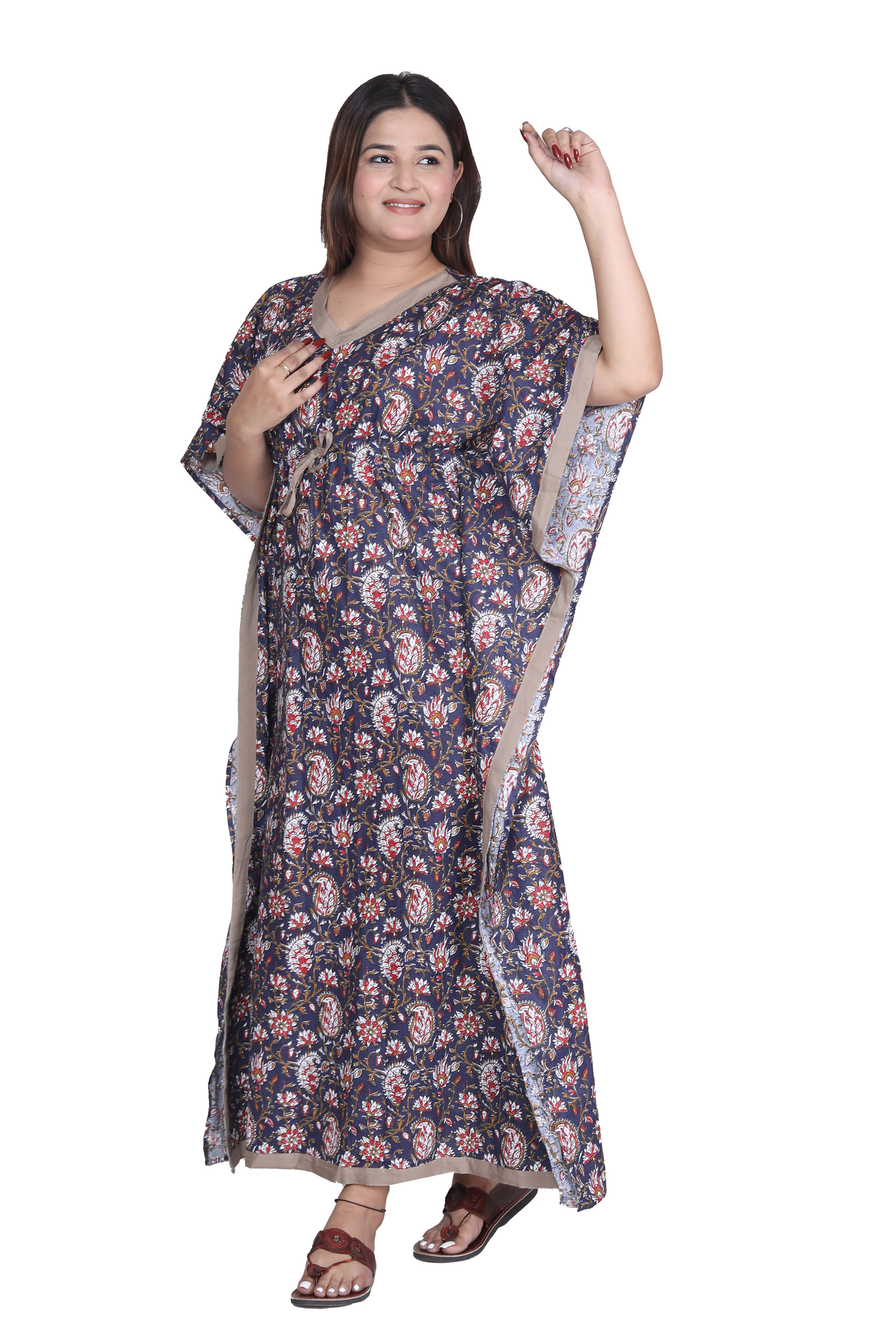Pearlfly Women Long cotton kaftan 
