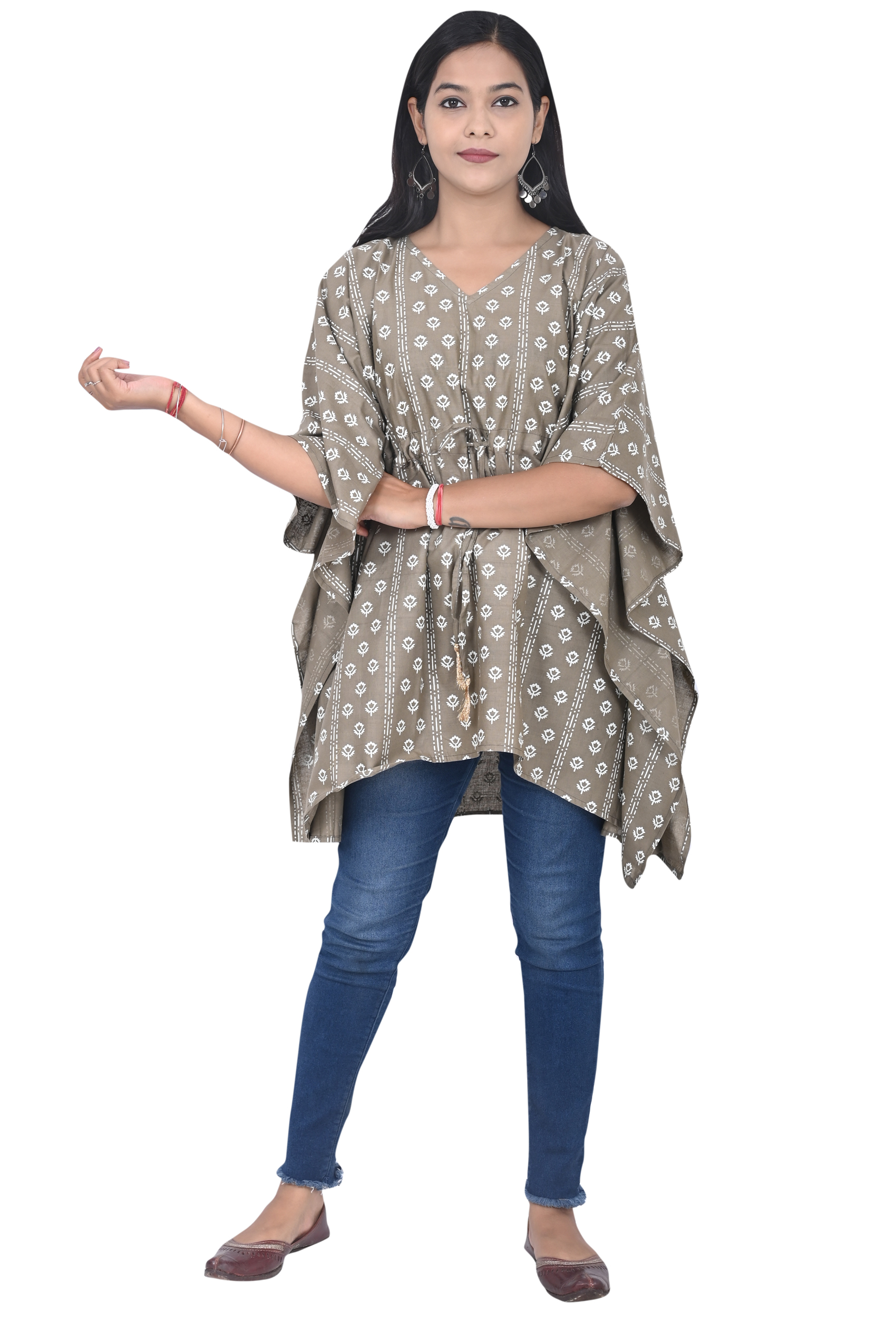 Pearlfly Women's  Printed Kaftan top 
