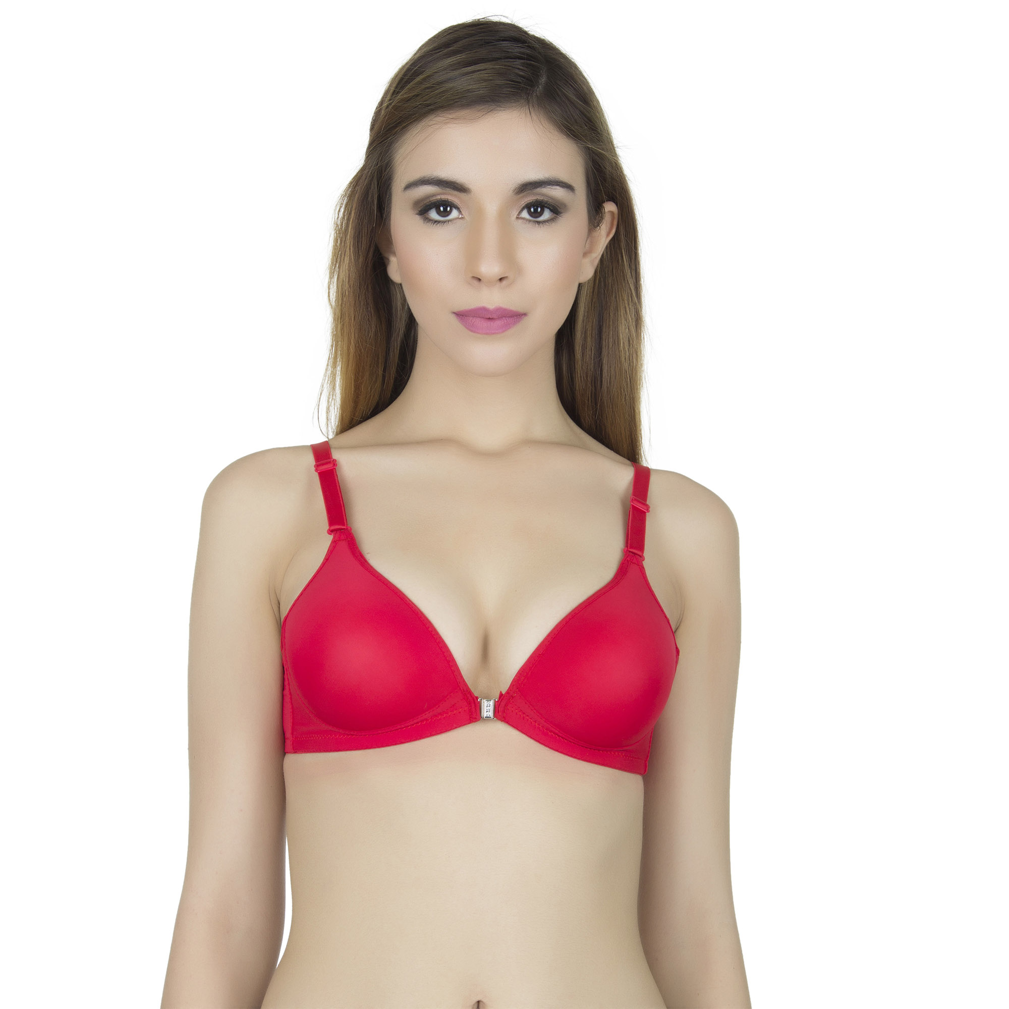 pearl fly Front Closer Push up Bra red