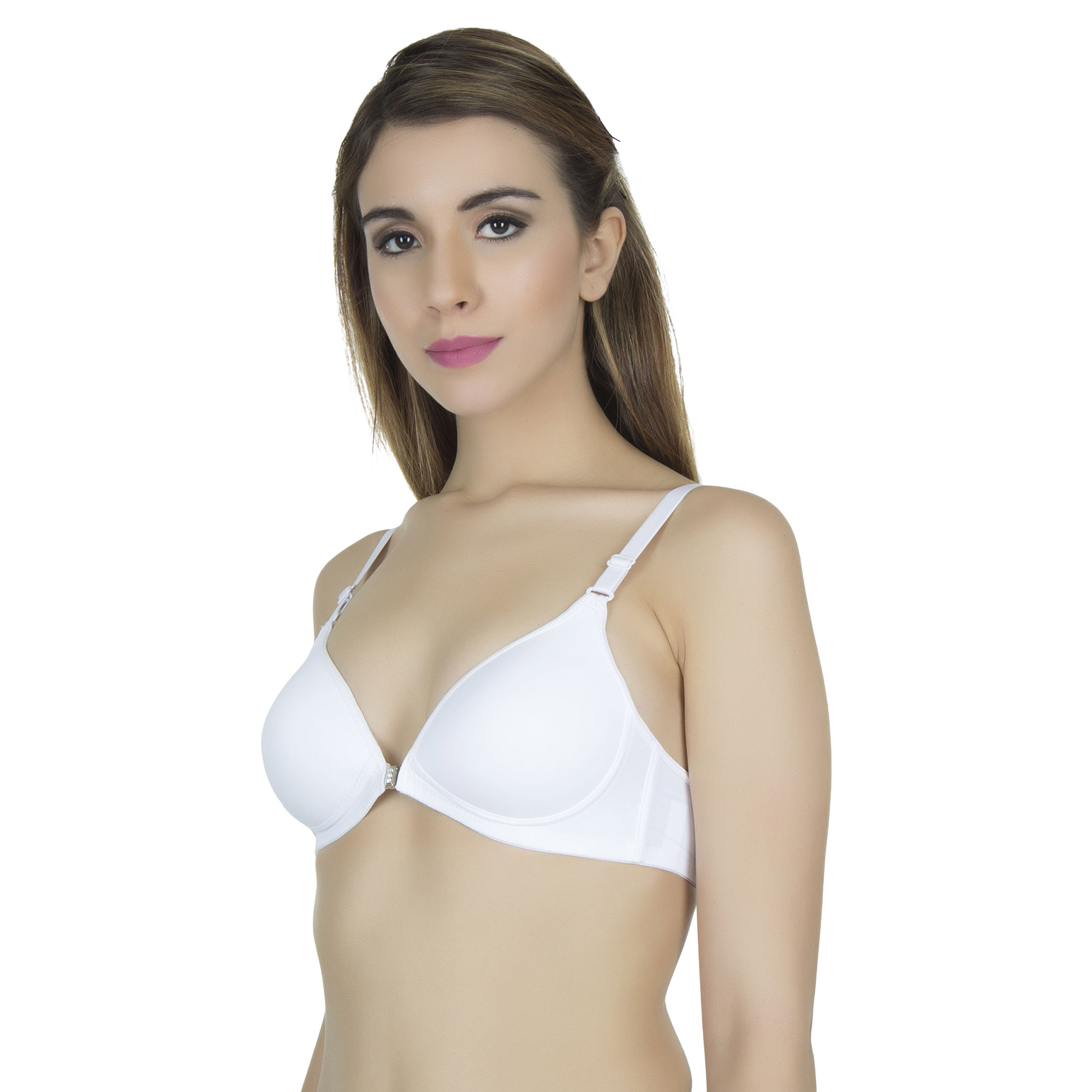 pearl fly Front Closer Push up Bra  White