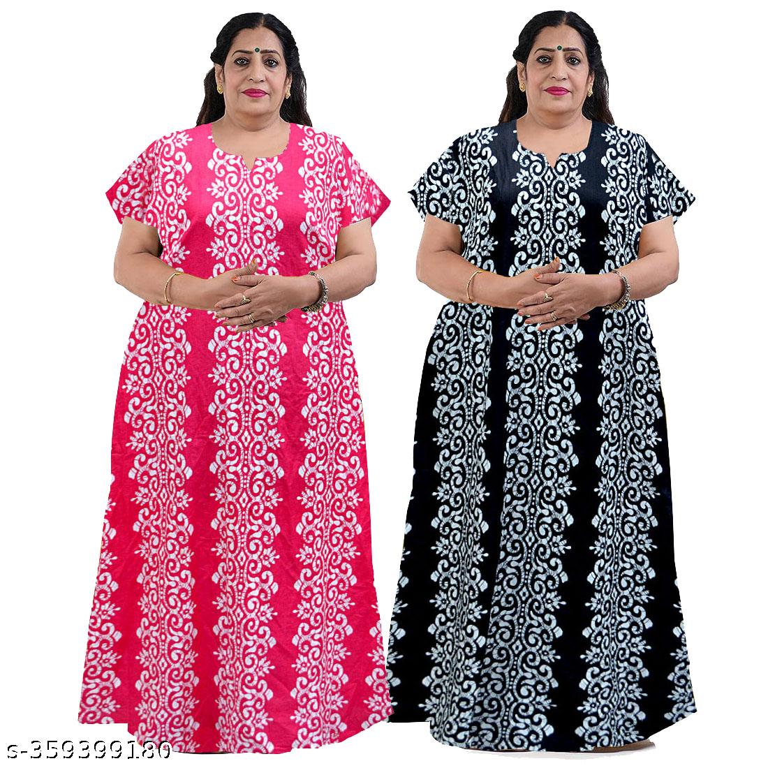 Pearlfly women cotton Nighty [Combo 2]