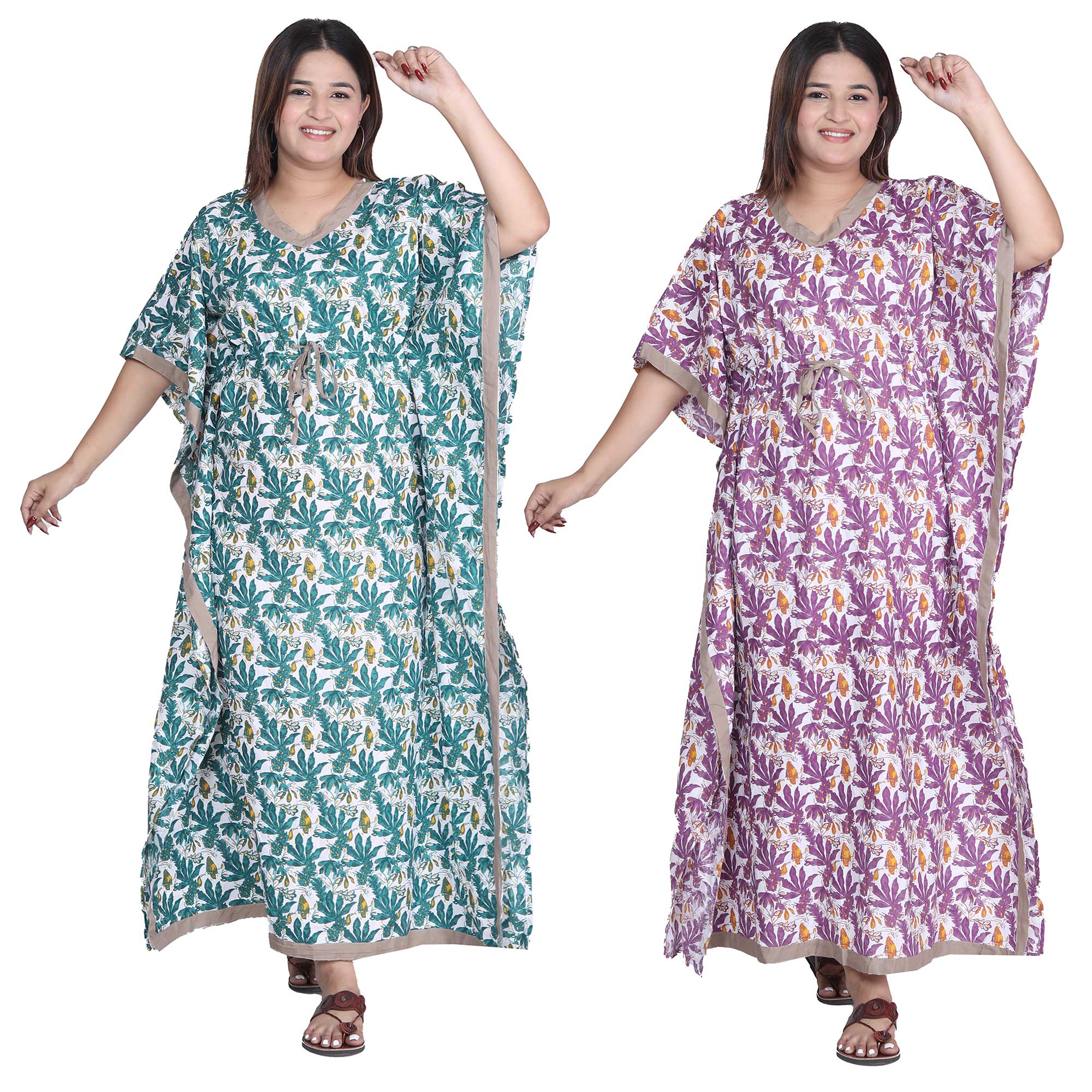 Pearlfly Women Long cotton kaftan [Combo2]