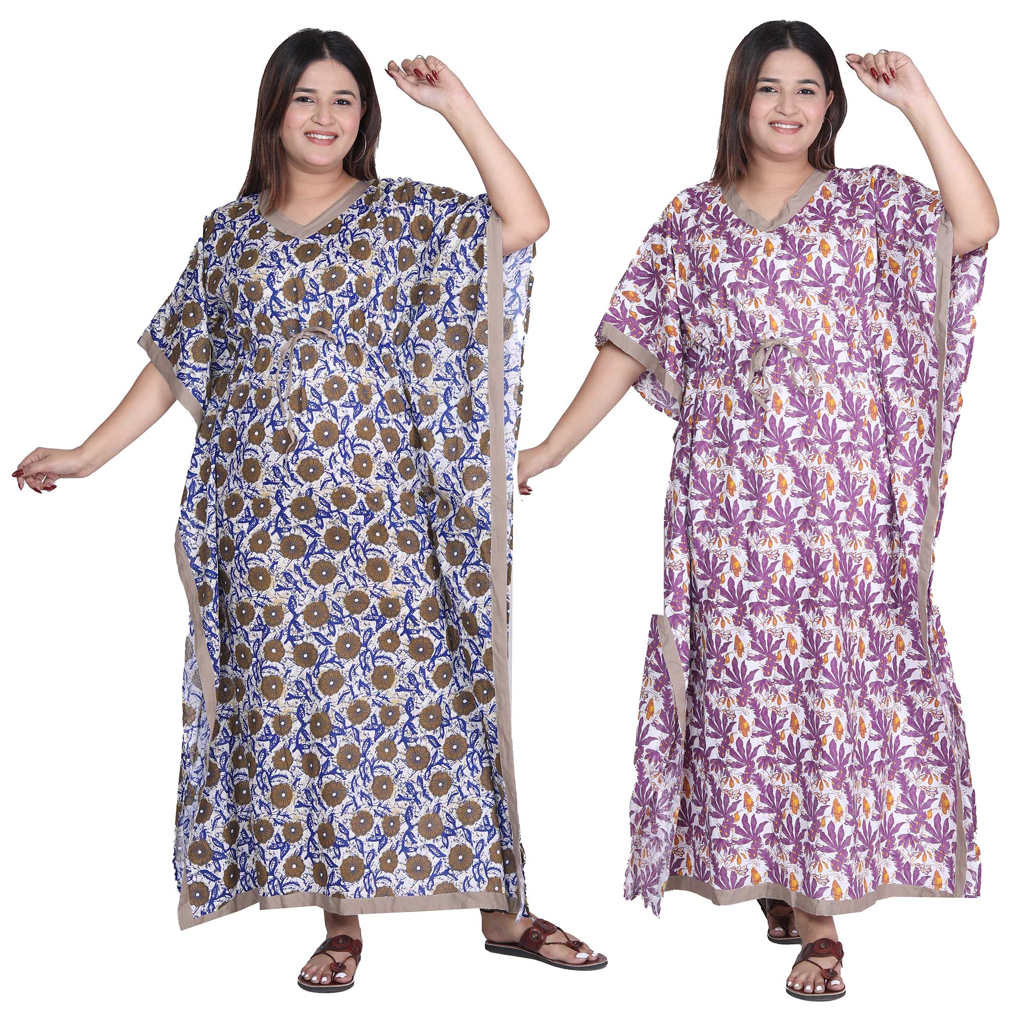 Pearlfly Women Long cotton kaftan [Combo2]