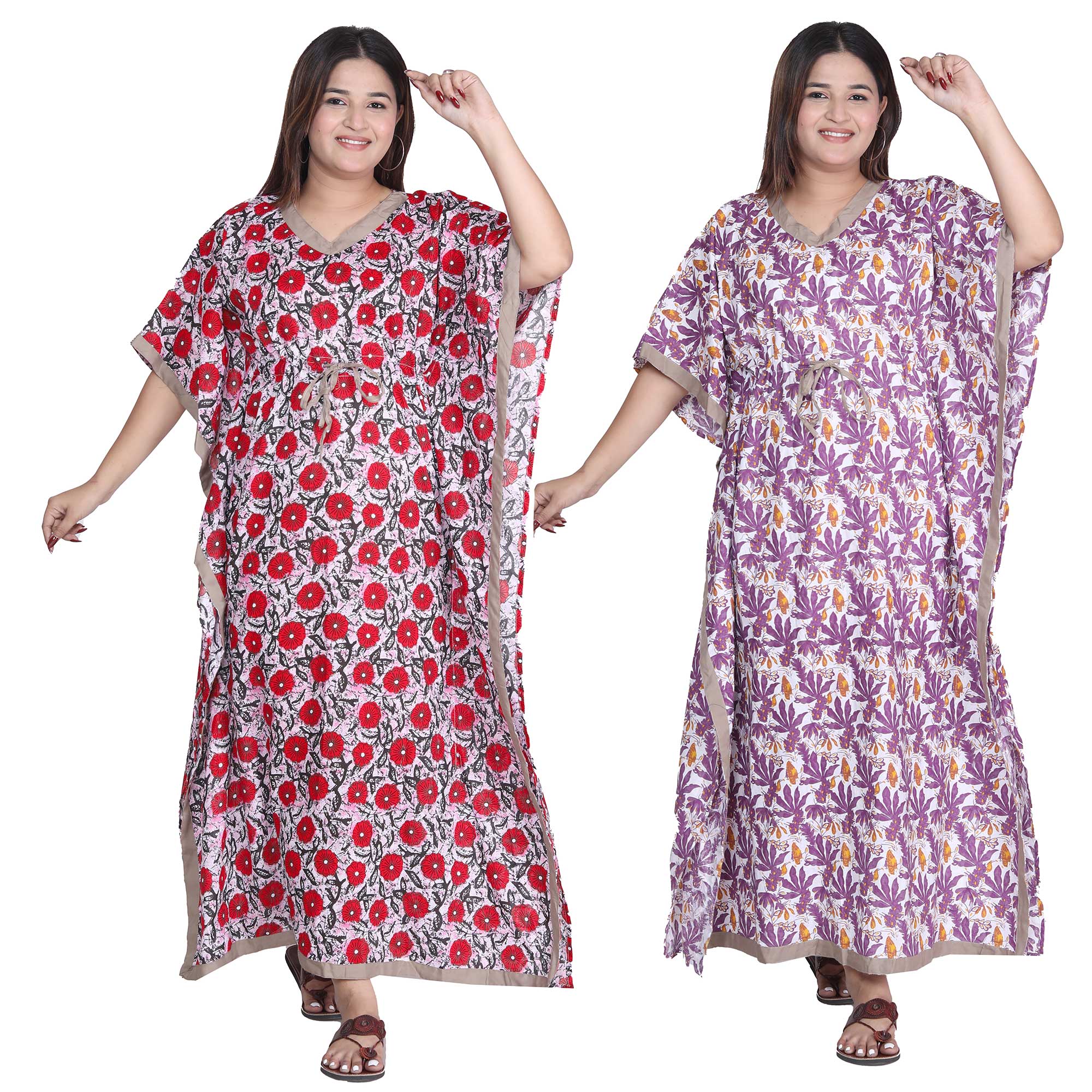 Pearlfly Women Long cotton kaftan [Combo2]