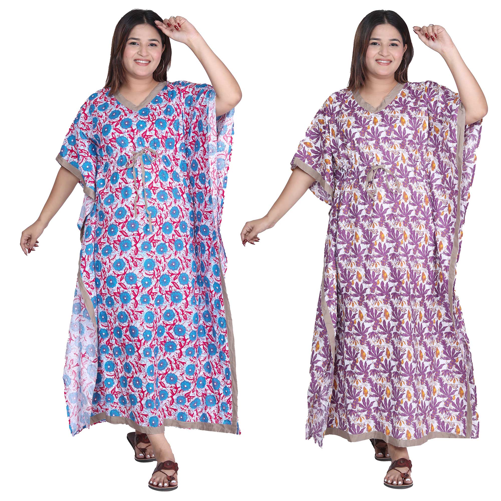 Pearlfly Women Long cotton kaftan [Combo2]