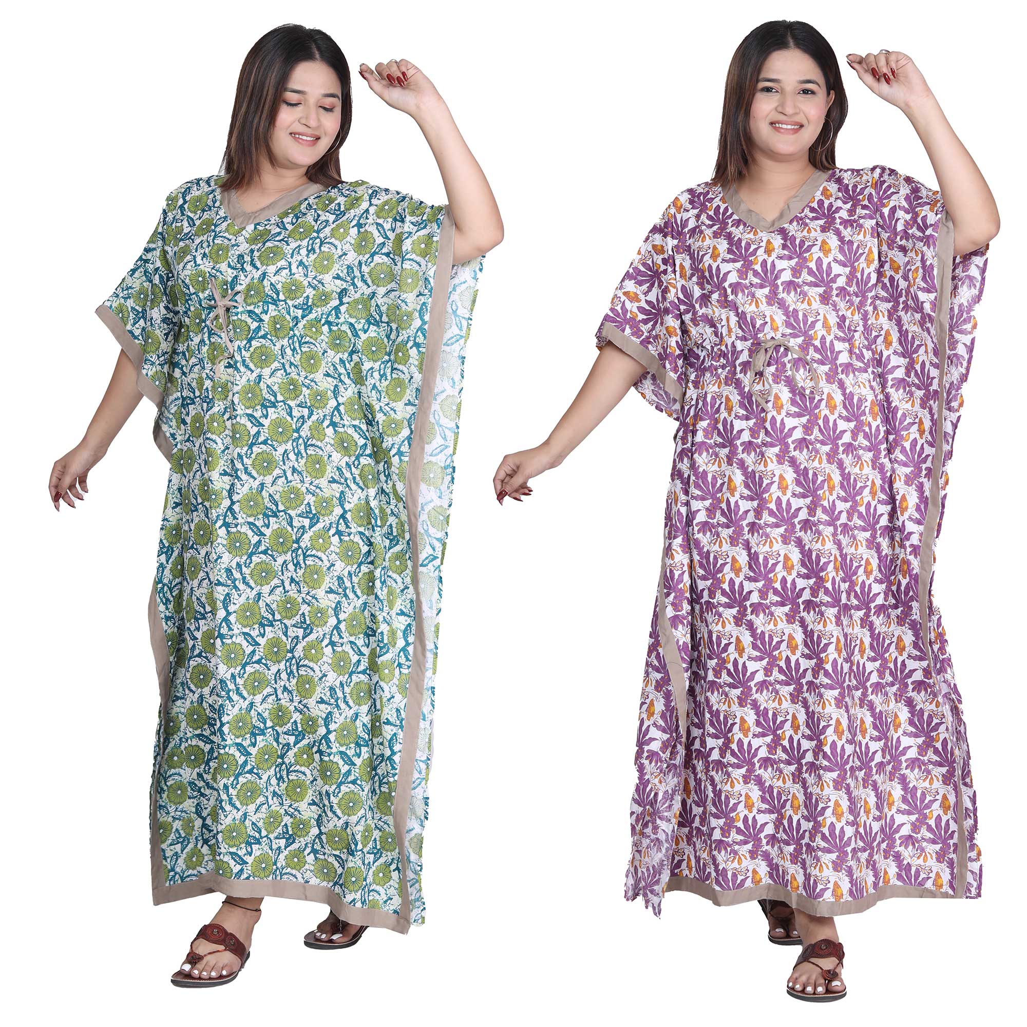 Pearlfly Women Long cotton kaftan [Combo2]