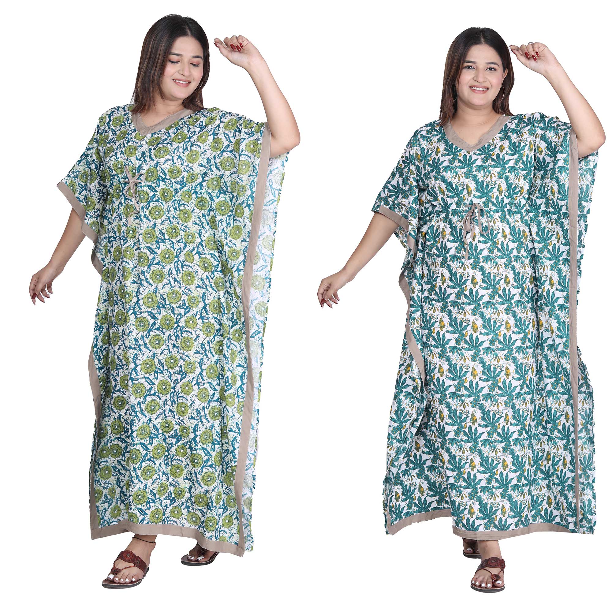 Pearlfly Women Long cotton kaftan [Combo2]