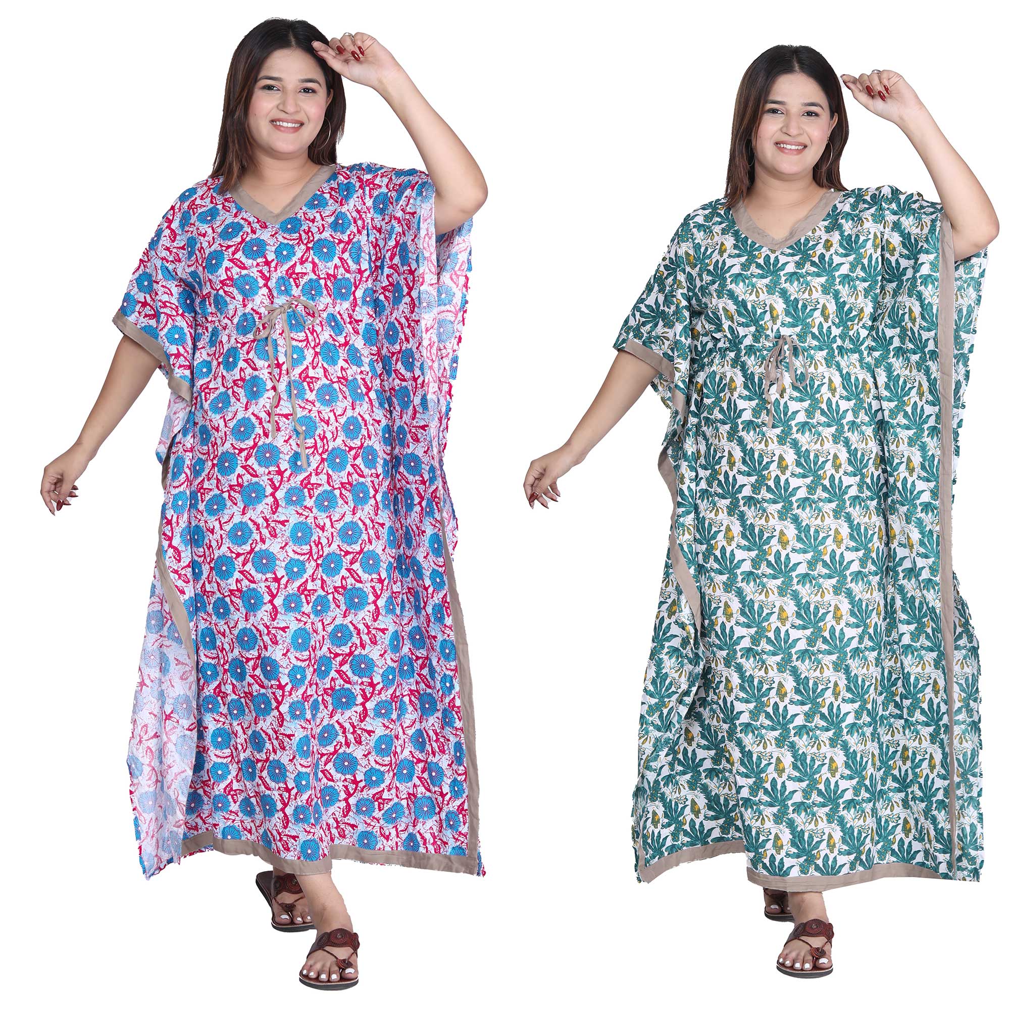 Pearlfly Women Long cotton kaftan [Combo2]