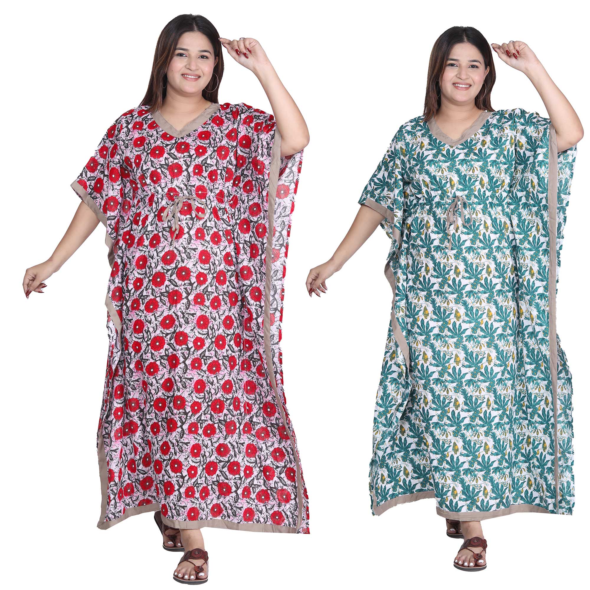 Pearlfly Women Long cotton kaftan [Combo2]