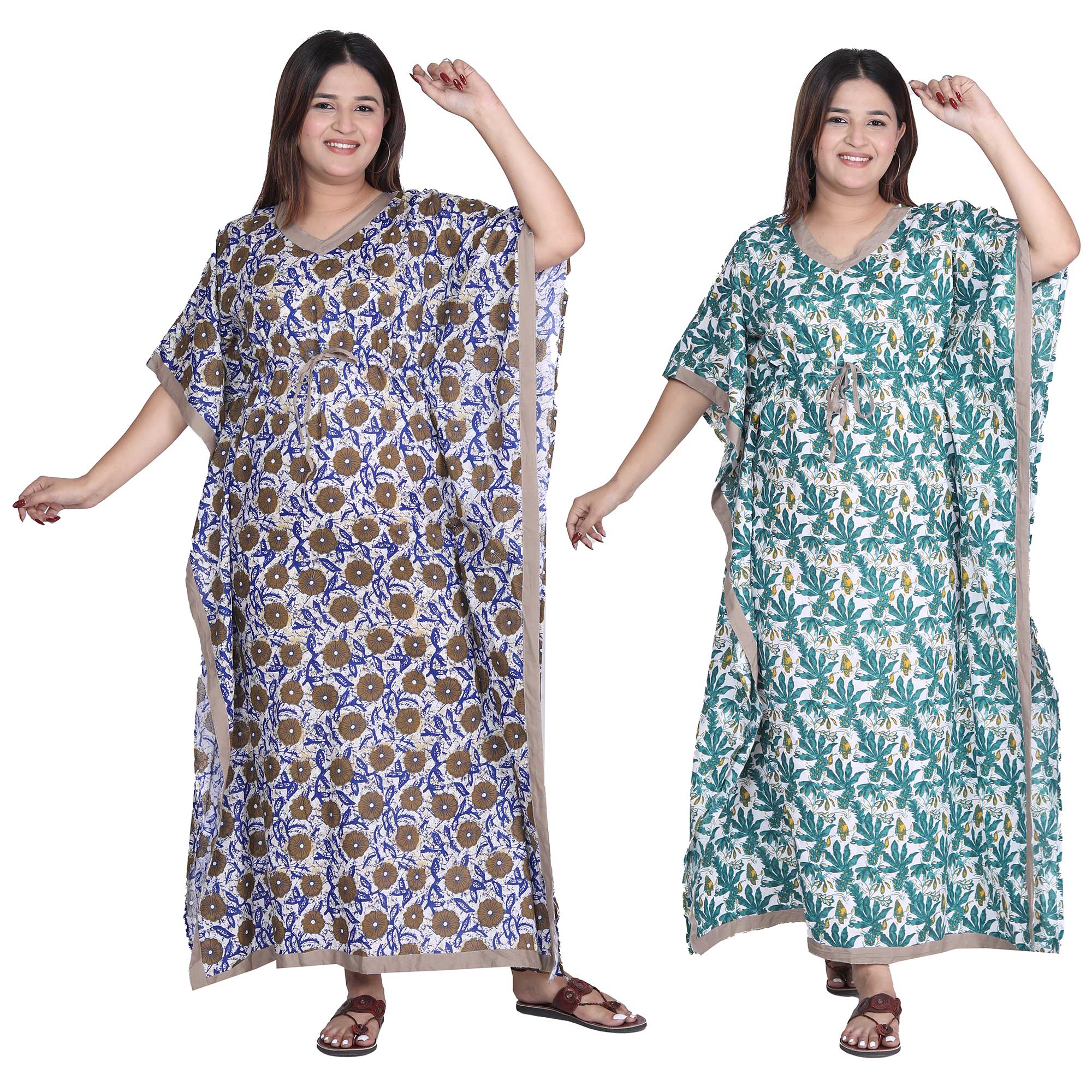 Pearlfly Women Long cotton kaftan  [Combo2]