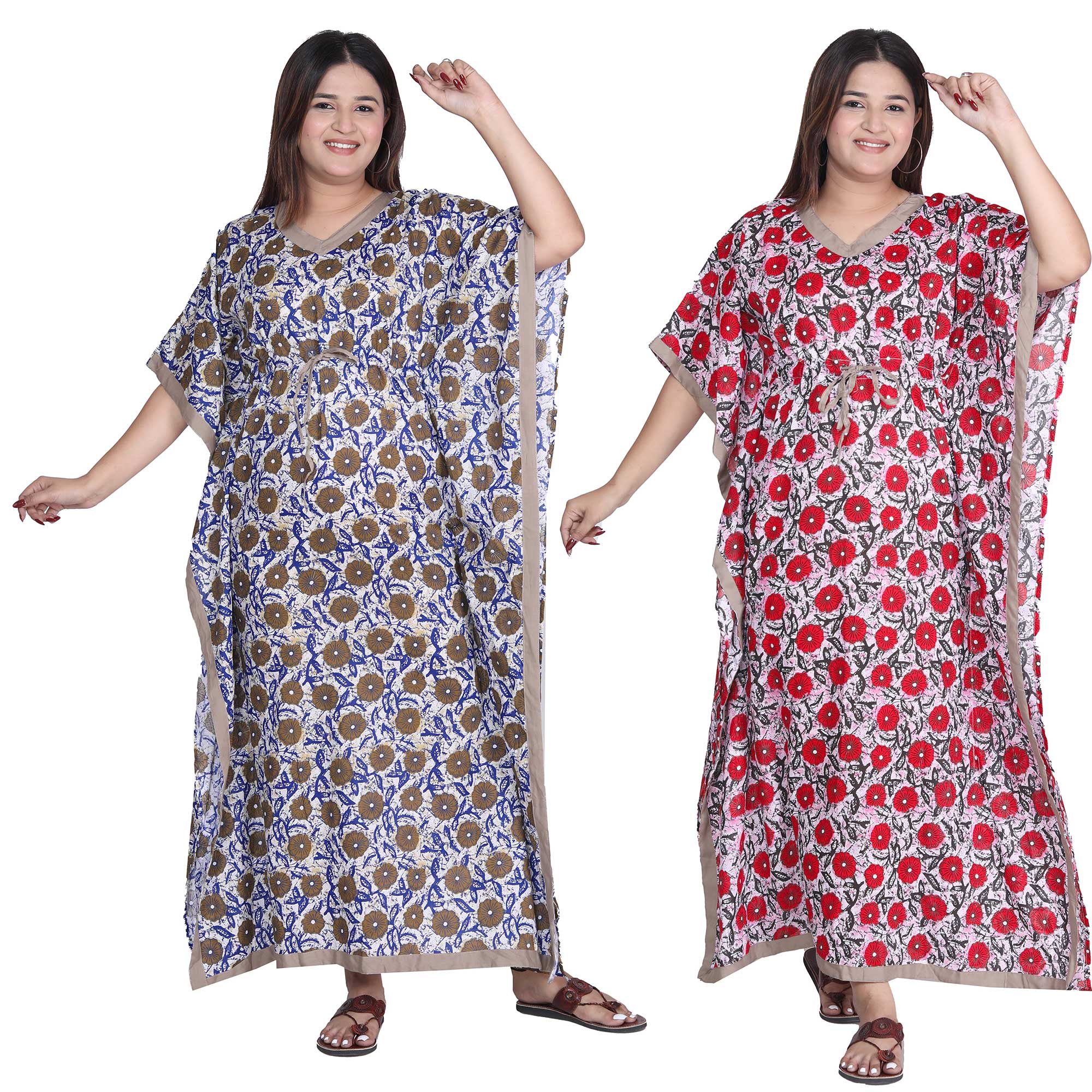 Pearlfly Women Long cotton kaftan[Combo2] 