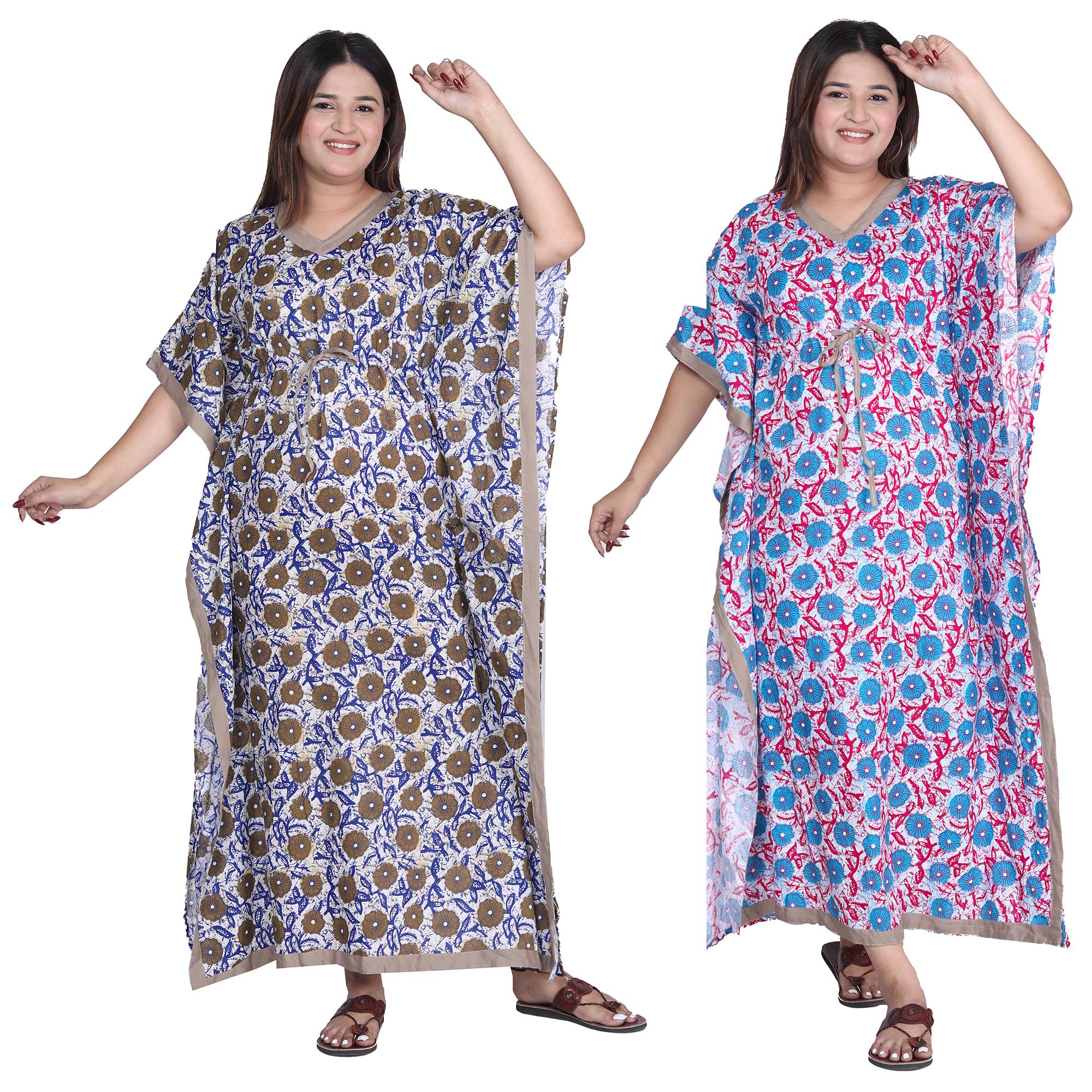 Pearlfly Women Long cotton kaftan [Combo2]