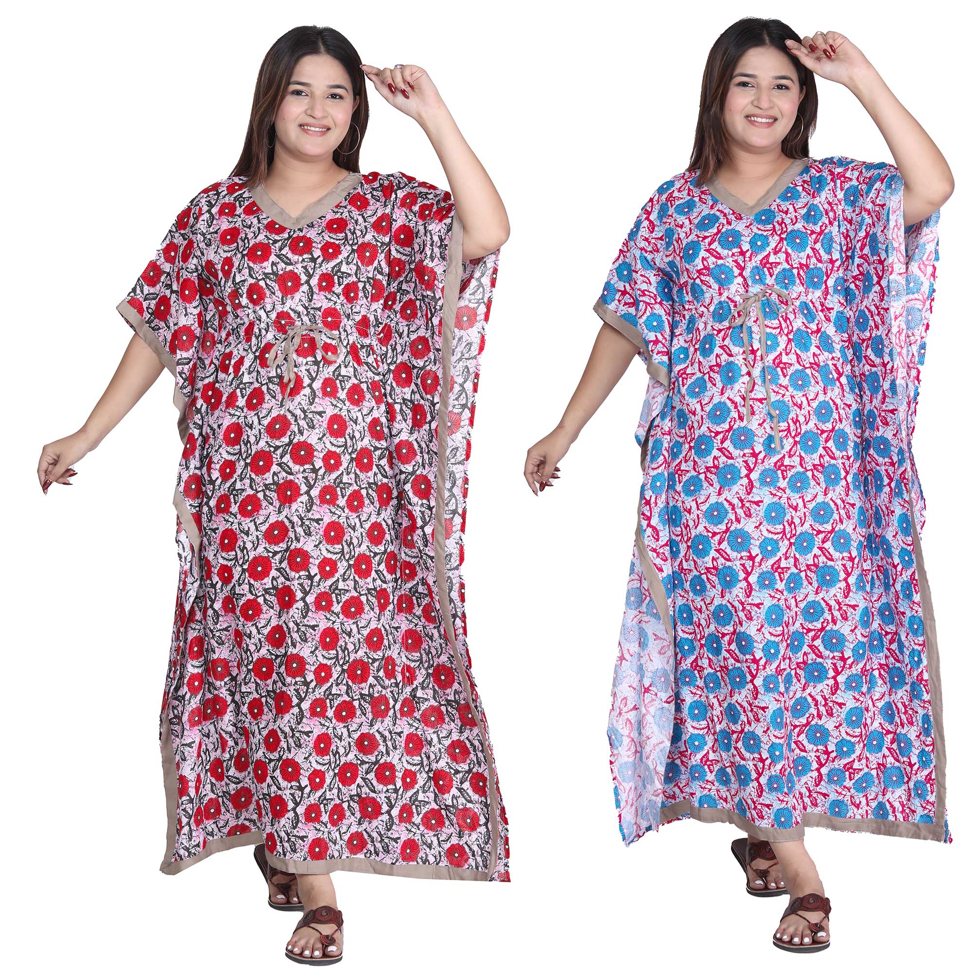 Pearlfly Women Long cotton kaftan [Combo2] 