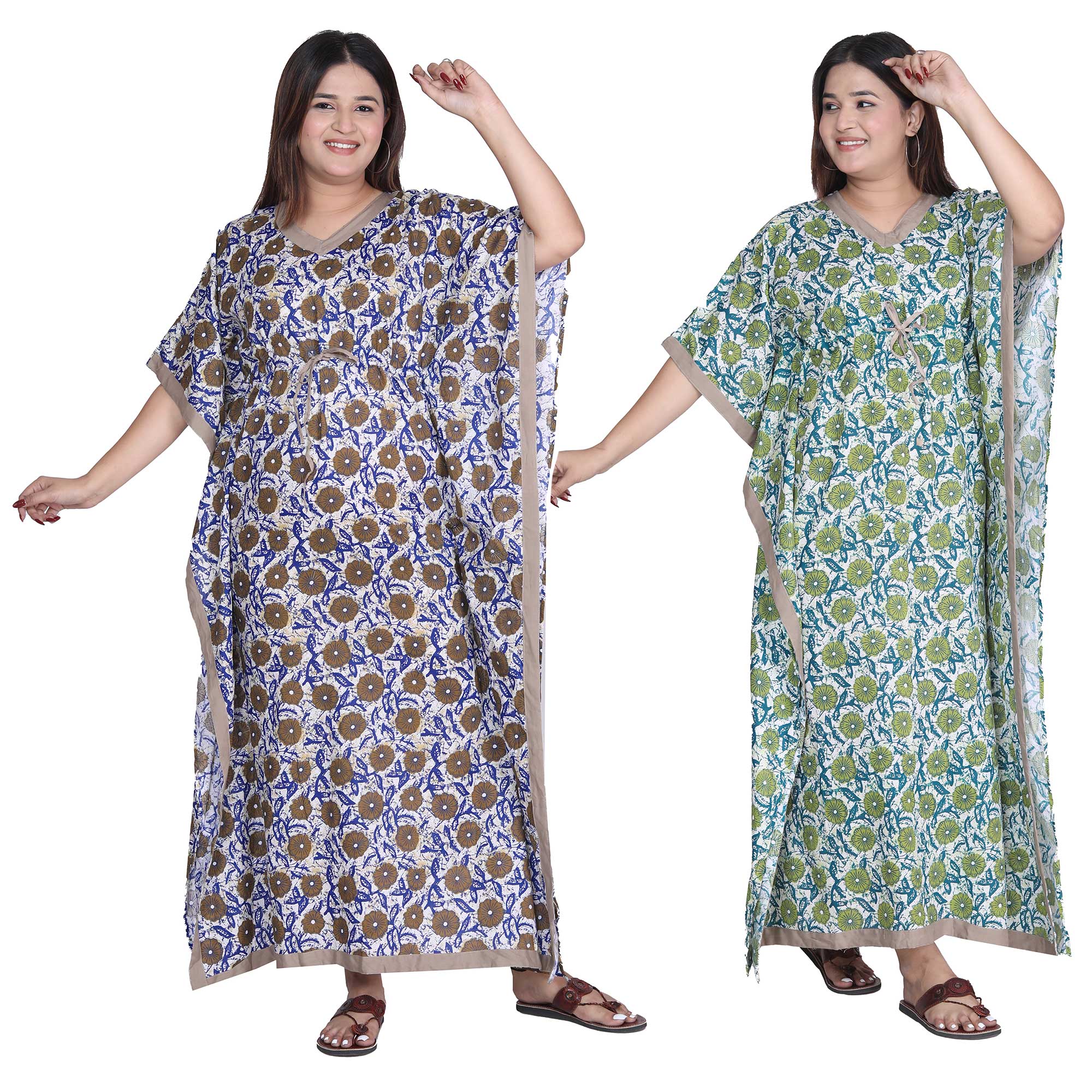 Pearlfly Women Long cotton kaftan [Combo2]