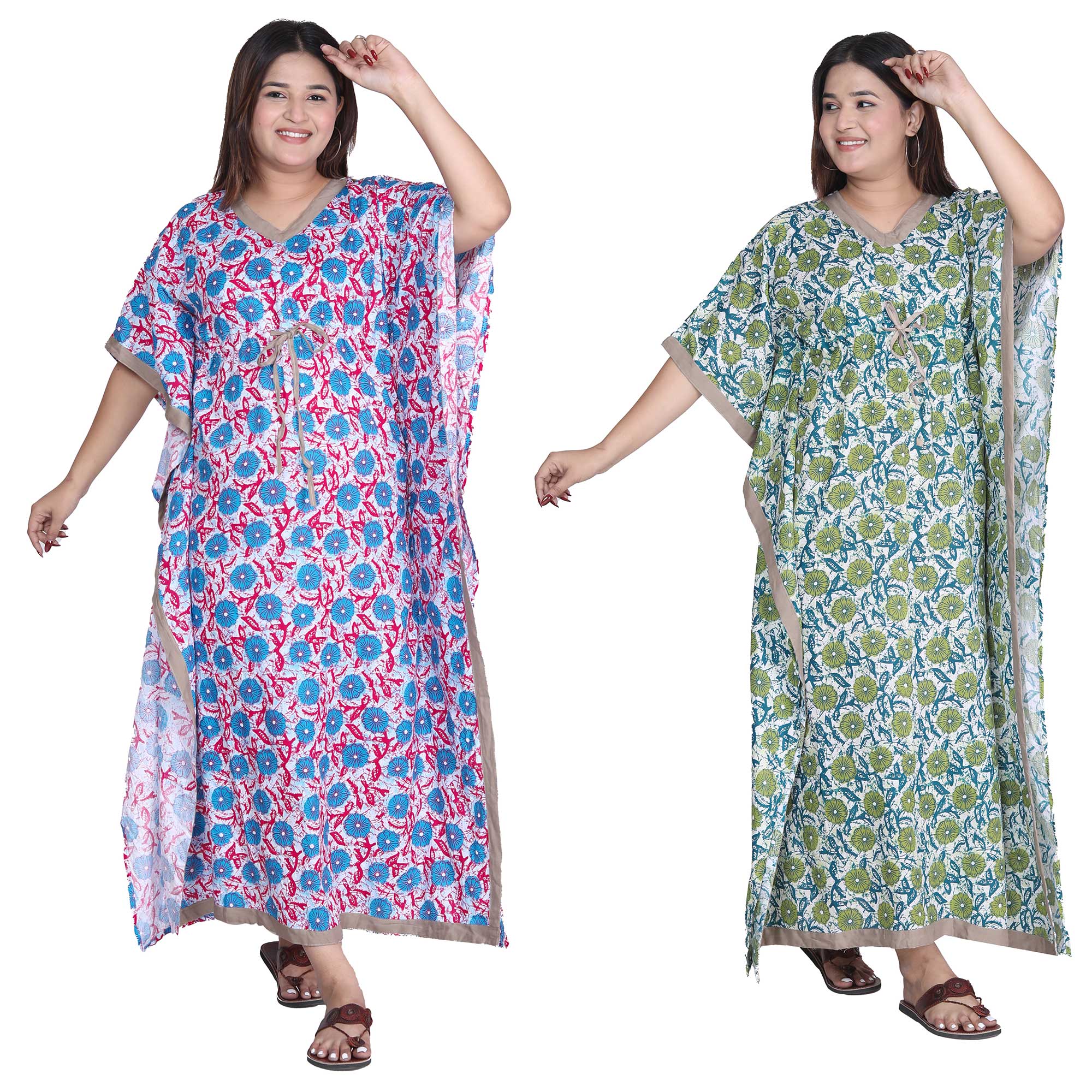 Pearlfly Women Long cotton kaftan [Combo2]