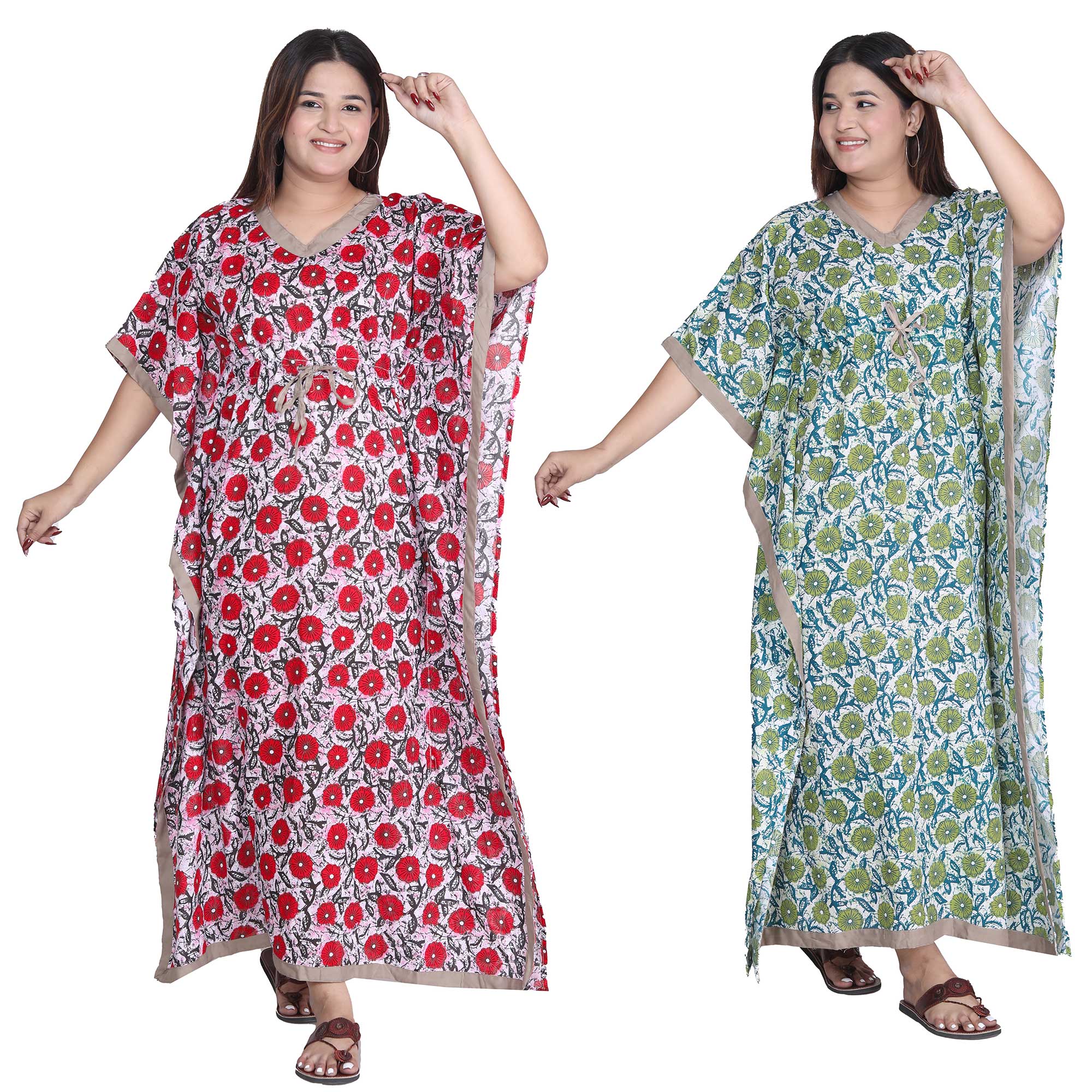 Pearlfly Women Long cotton kaftan [Combo2]
