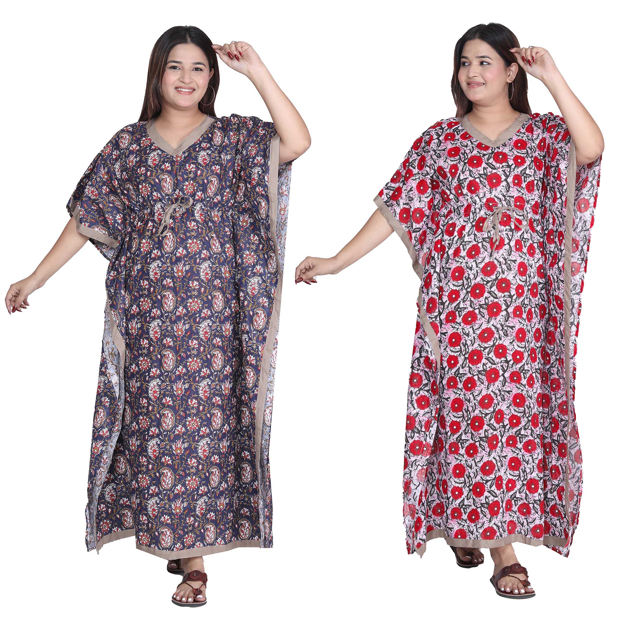 Pearlfly Women Long cotton kaftan [Combo2]
