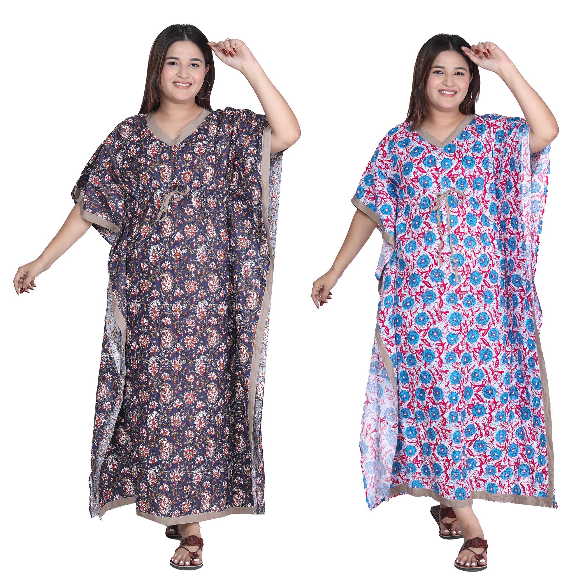 Pearlfly Women Long cotton kaftan [Combo2] 