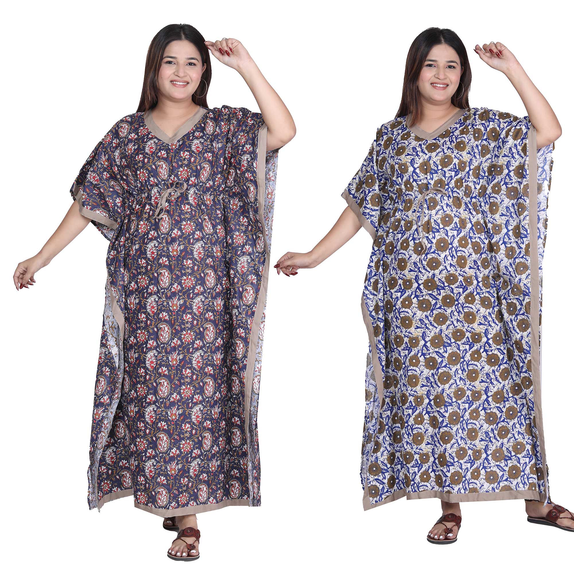 Pearlfly Women Long cotton kaftan [Combo2]