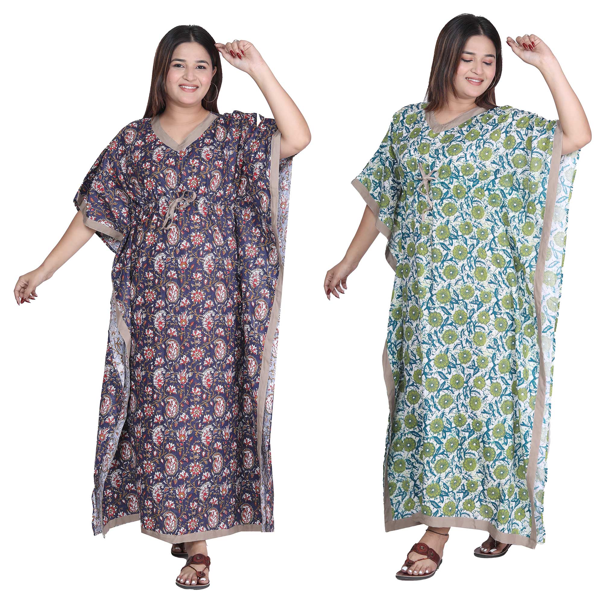 Pearlfly Women Long cotton kaftan [Combo2]