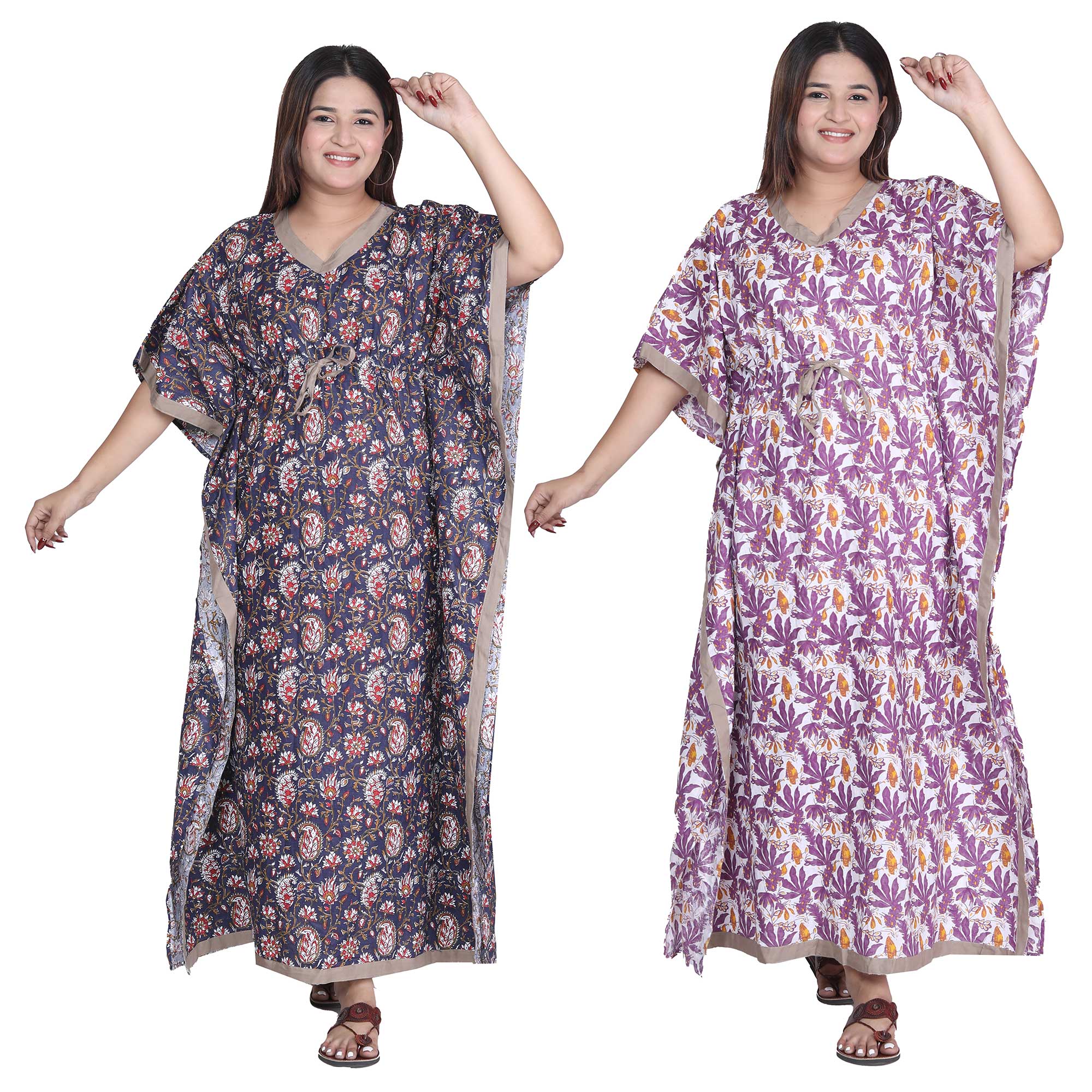 Pearlfly Women Long cotton kaftan [Combo2]