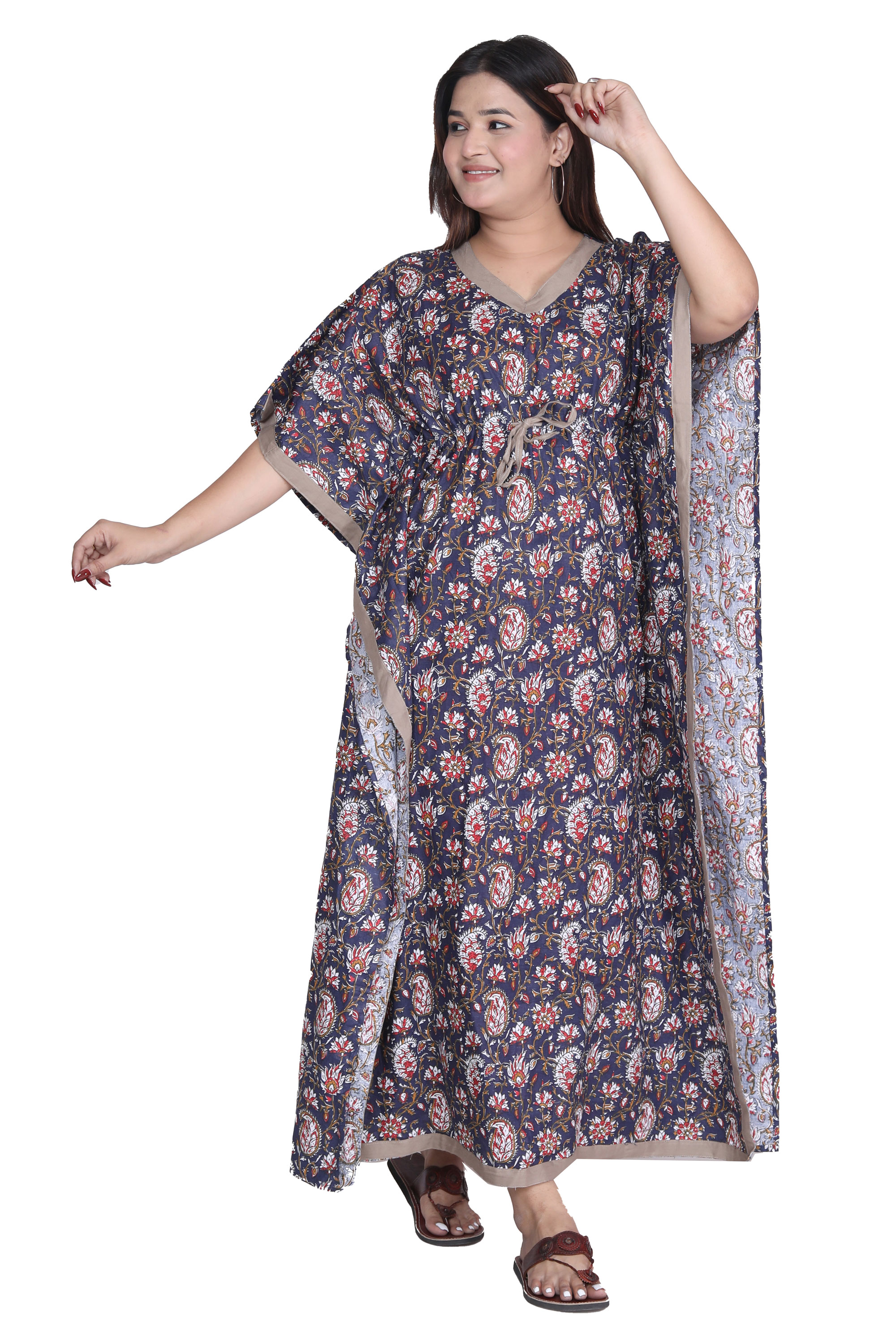 Pearlfly Women Long cotton kaftan[Combo2]