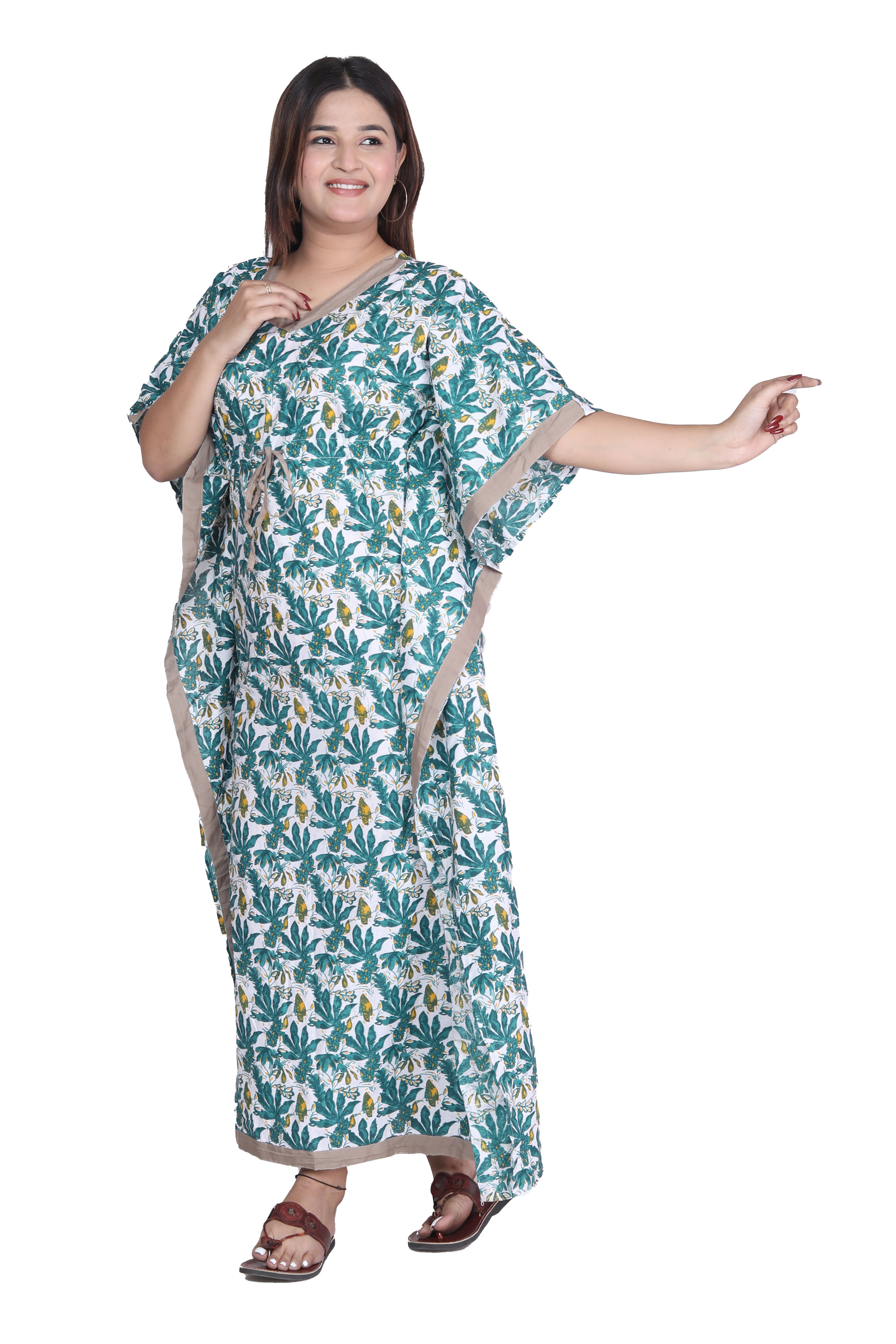 Pearlfly Women Long cotton kaftan[Combo2]