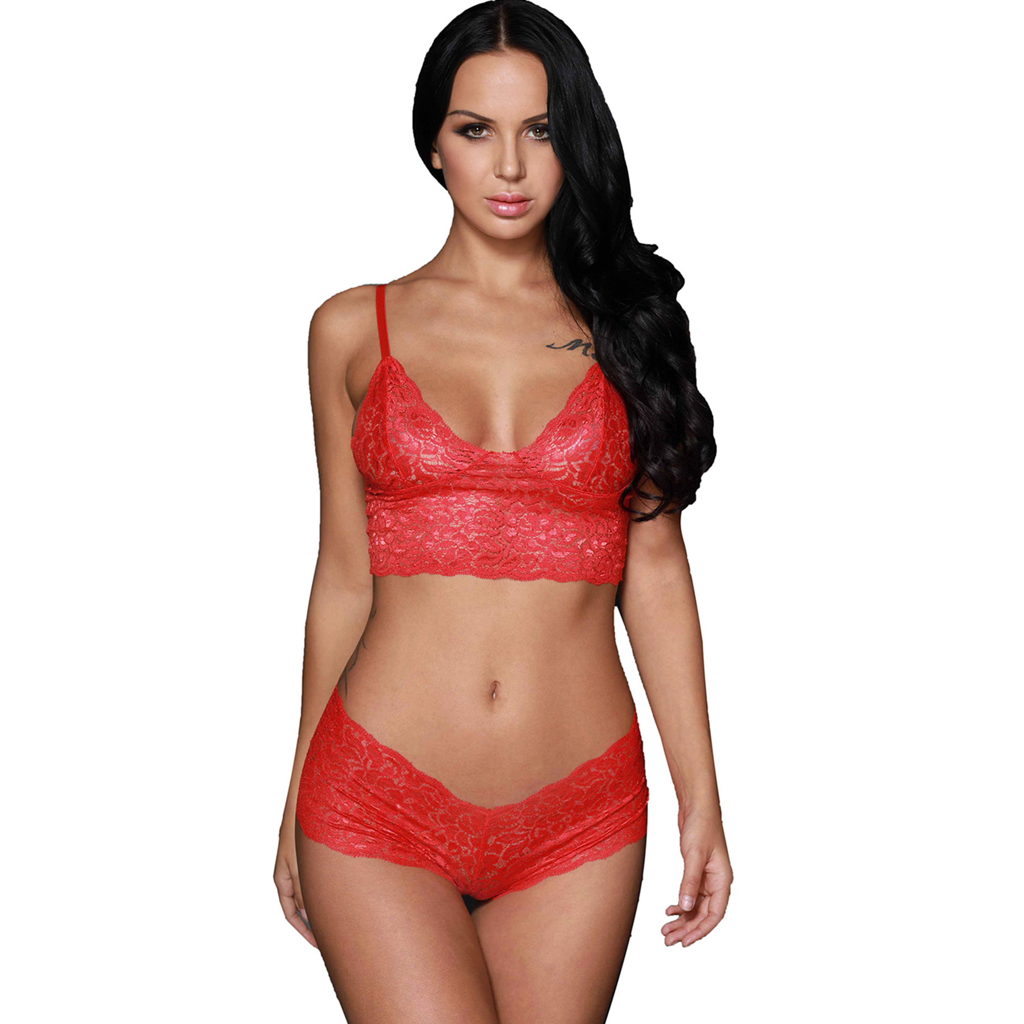 Pearlfly Women Net Nighty Bikini Set 