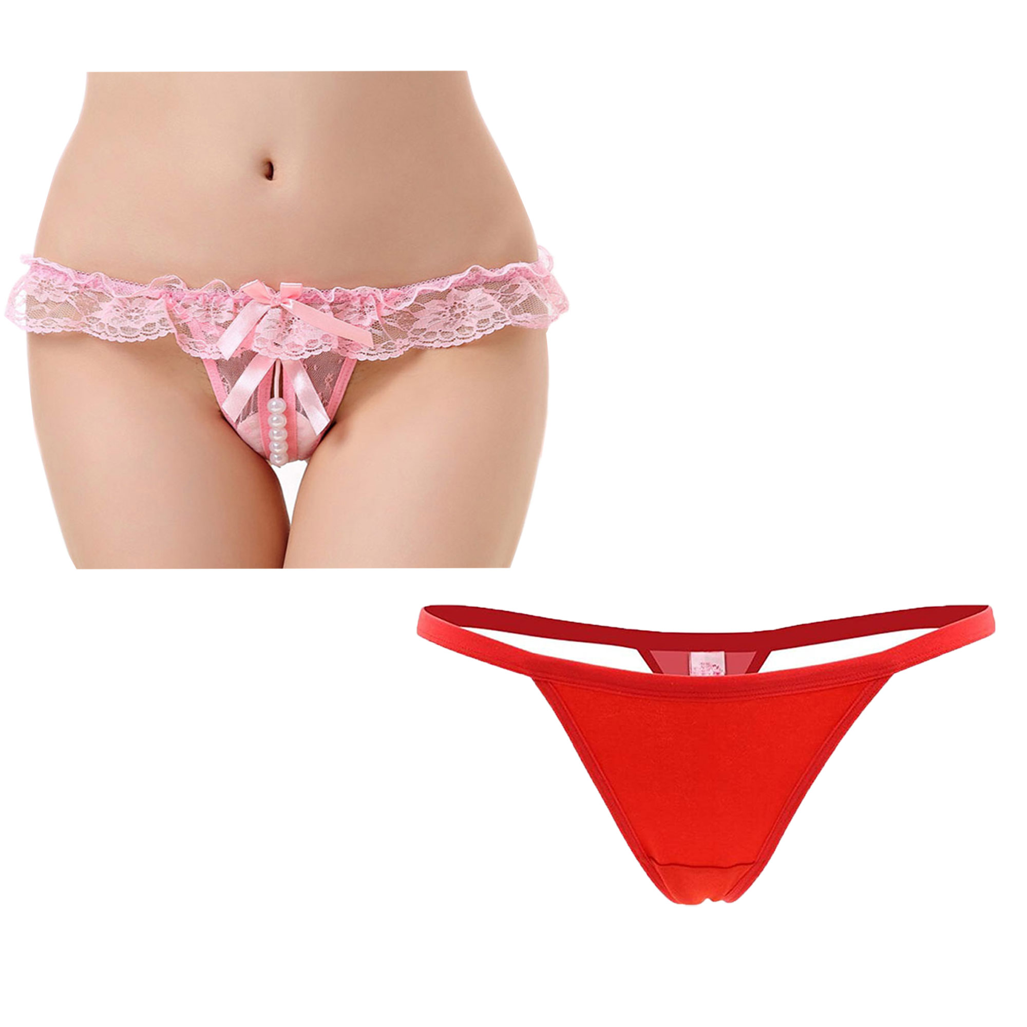 Pearl fly Women Lace G-String  [ Combo 2]