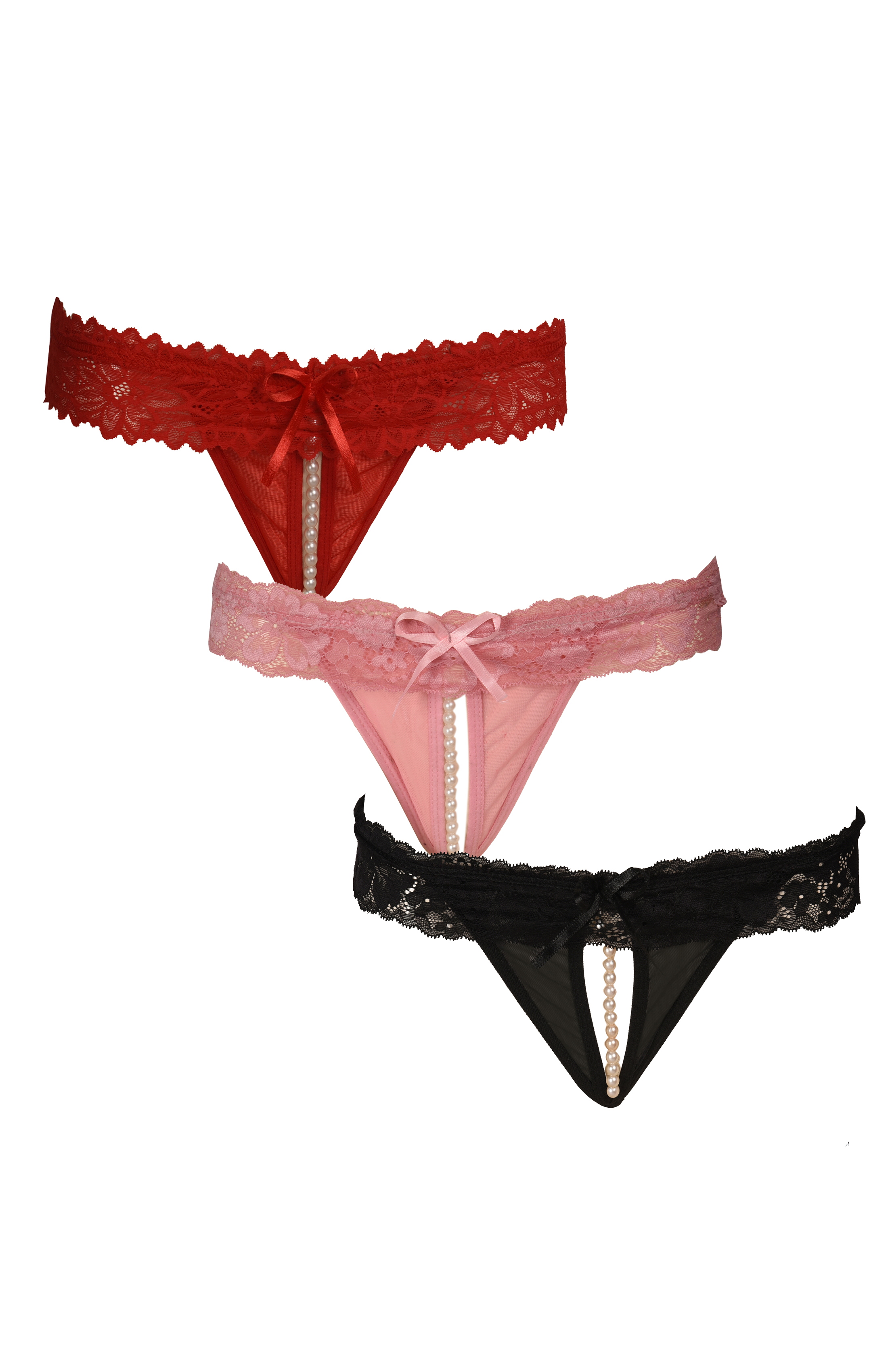 Pearlfly Women Lace G-String Panty [COMBO-3]