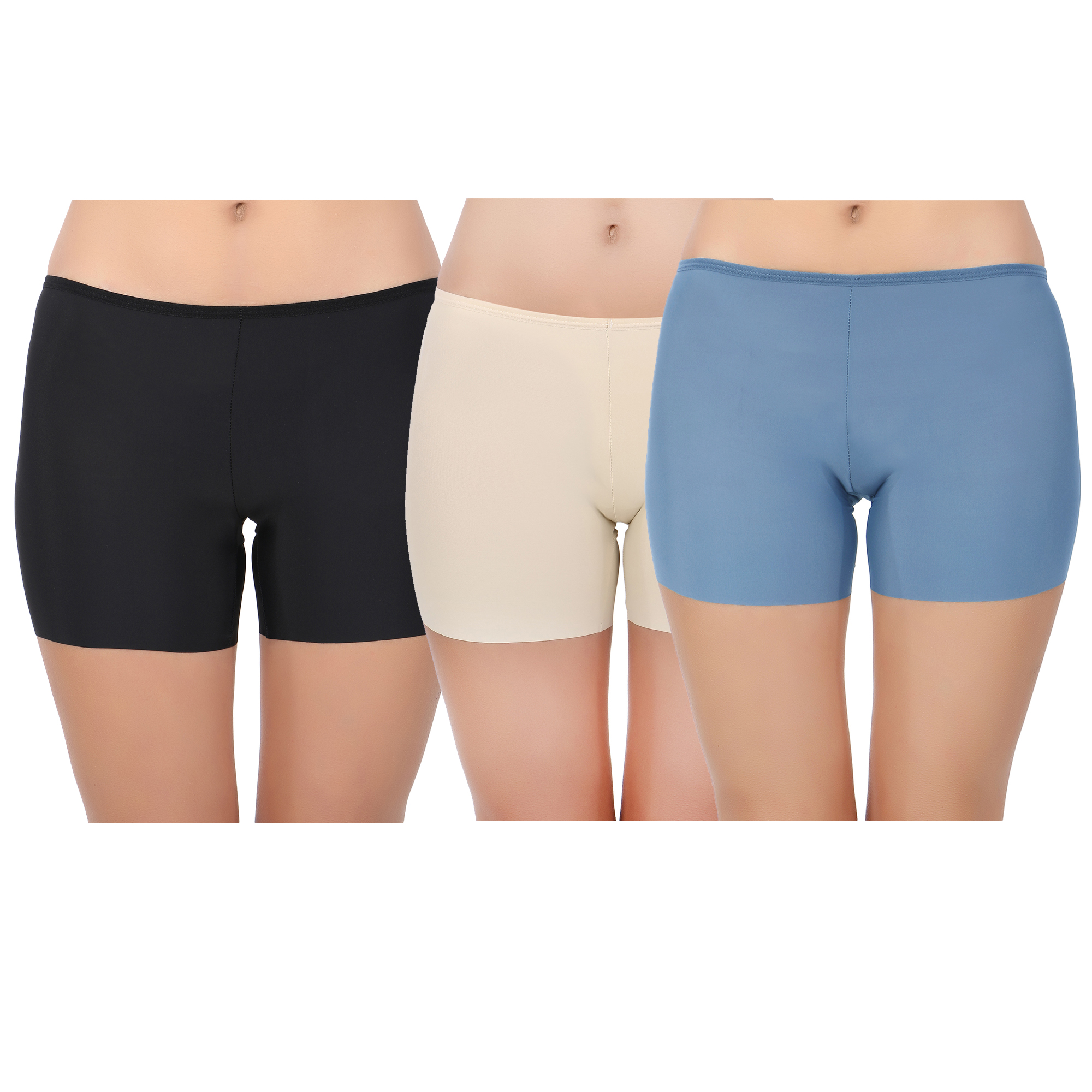 Pearlfly Seamless Lycra Tight Fit Slip Stretchable Shorts[Combo3]