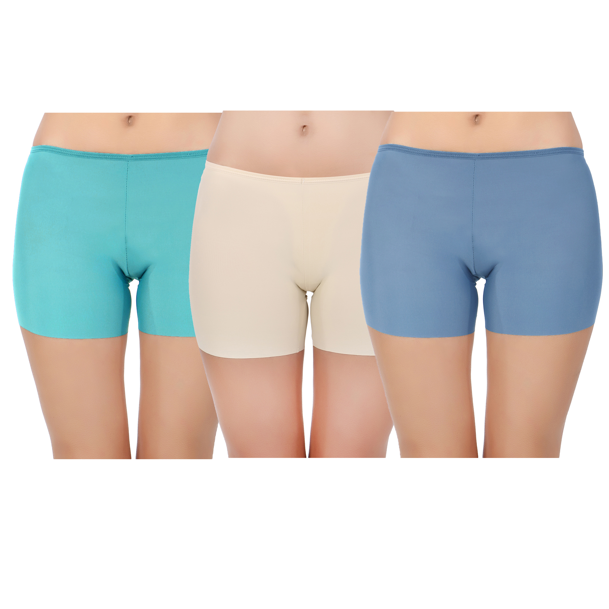 Pearlfly Seamless Lycra Tight Fit Slip Stretchable Shorts[Combo3]