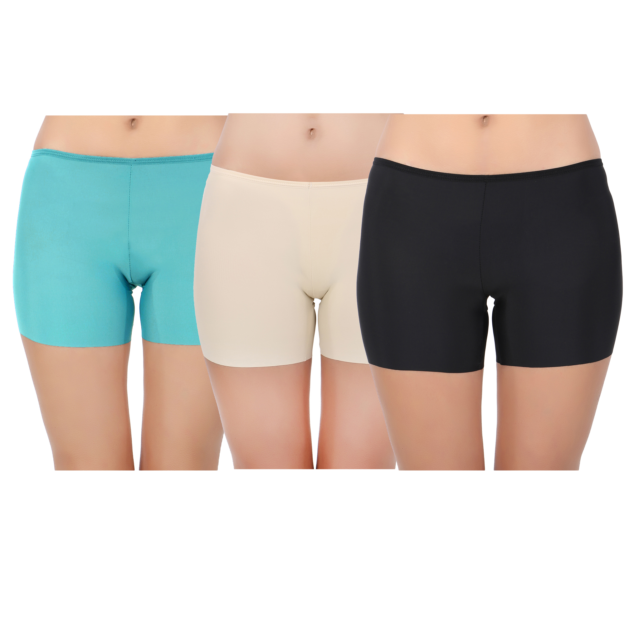 Pearlfly Seamless Lycra Tight Fit Slip Stretchable Shorts[Combo3]