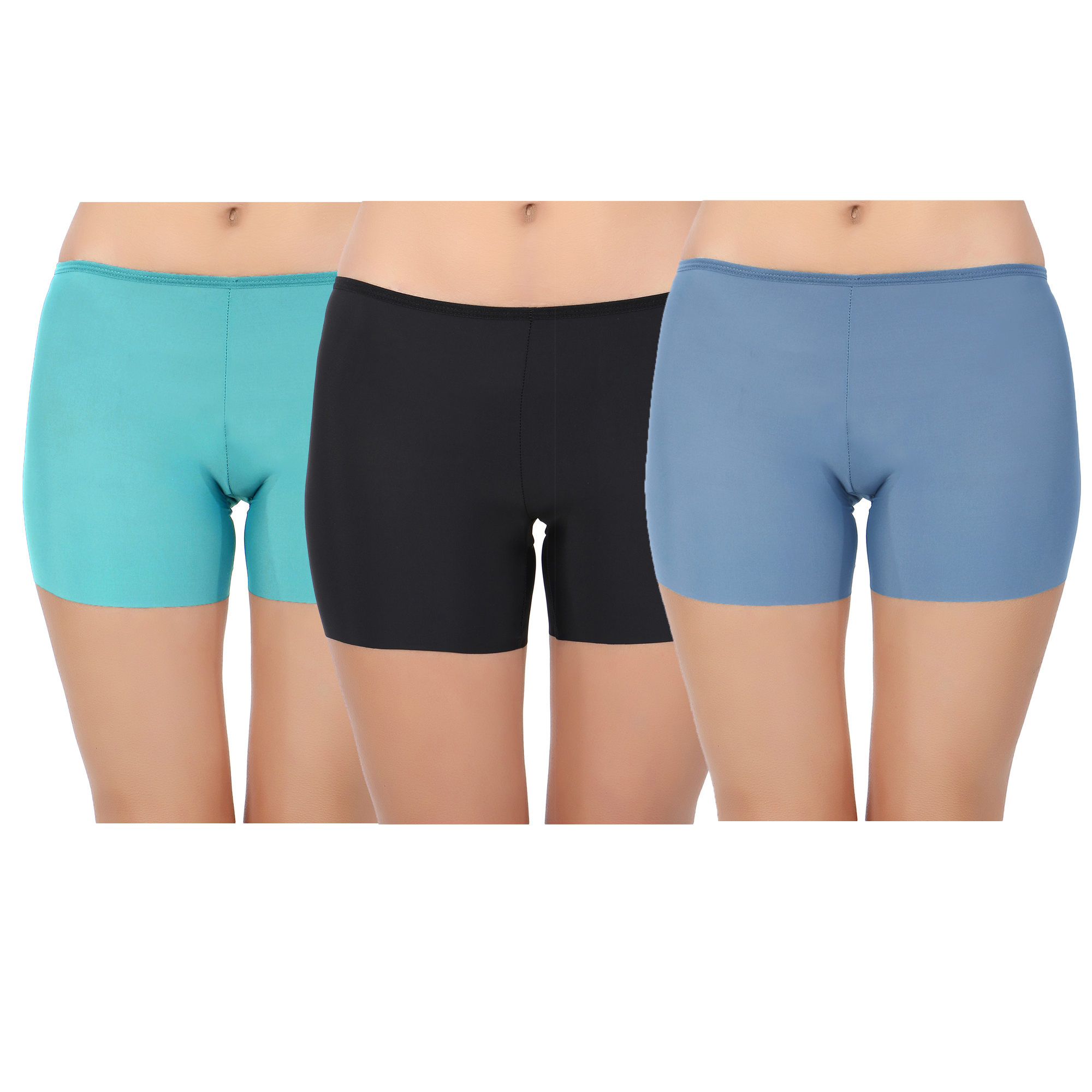 Pearlfly Seamless Lycra Tight Fit Slip Stretchable Shorts[Combo3]