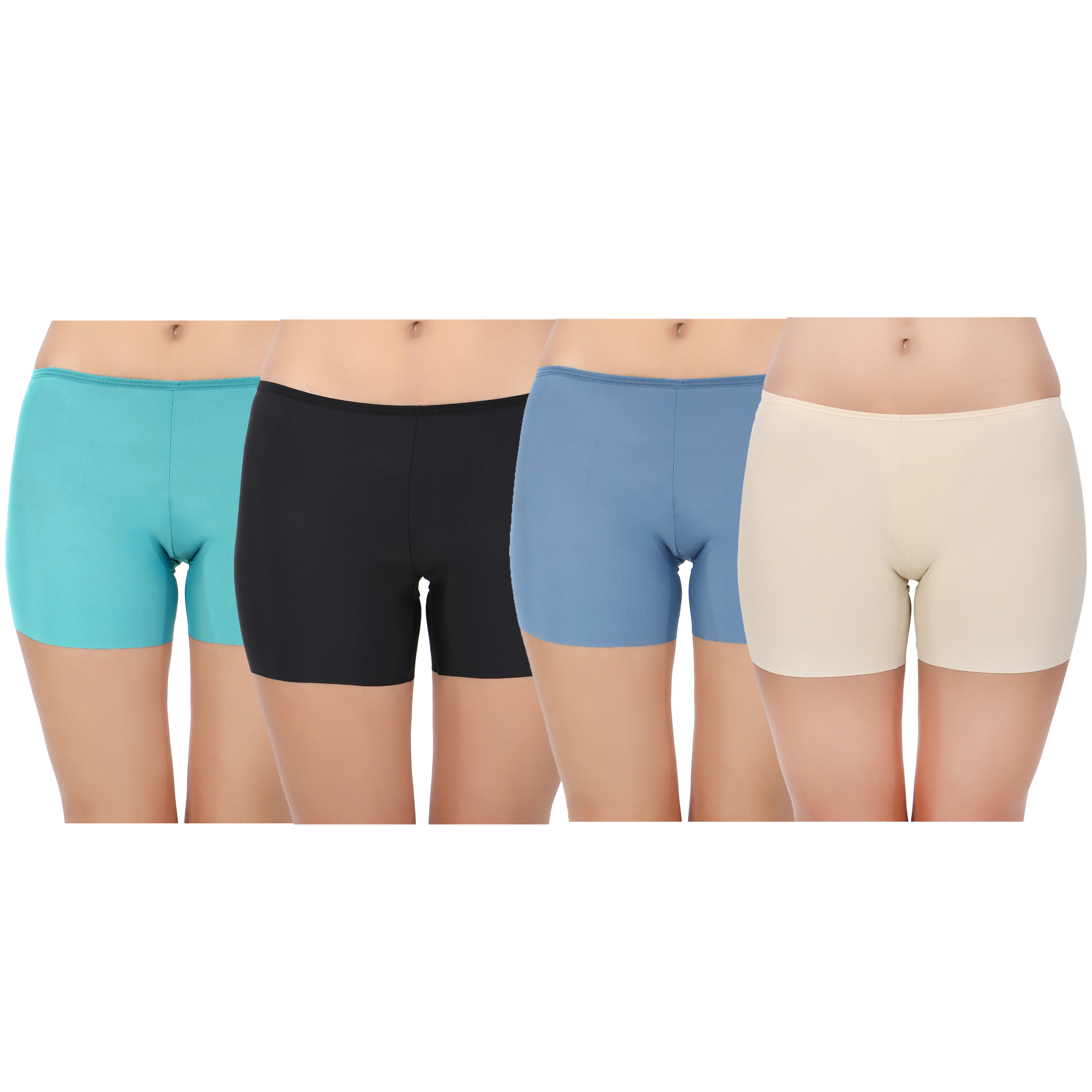 Pearlfly Seamless Lycra Tight Fit Slip Stretchable Shorts[Combo4]