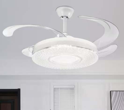 Modern Crystal Ceiling Fan with LED Light