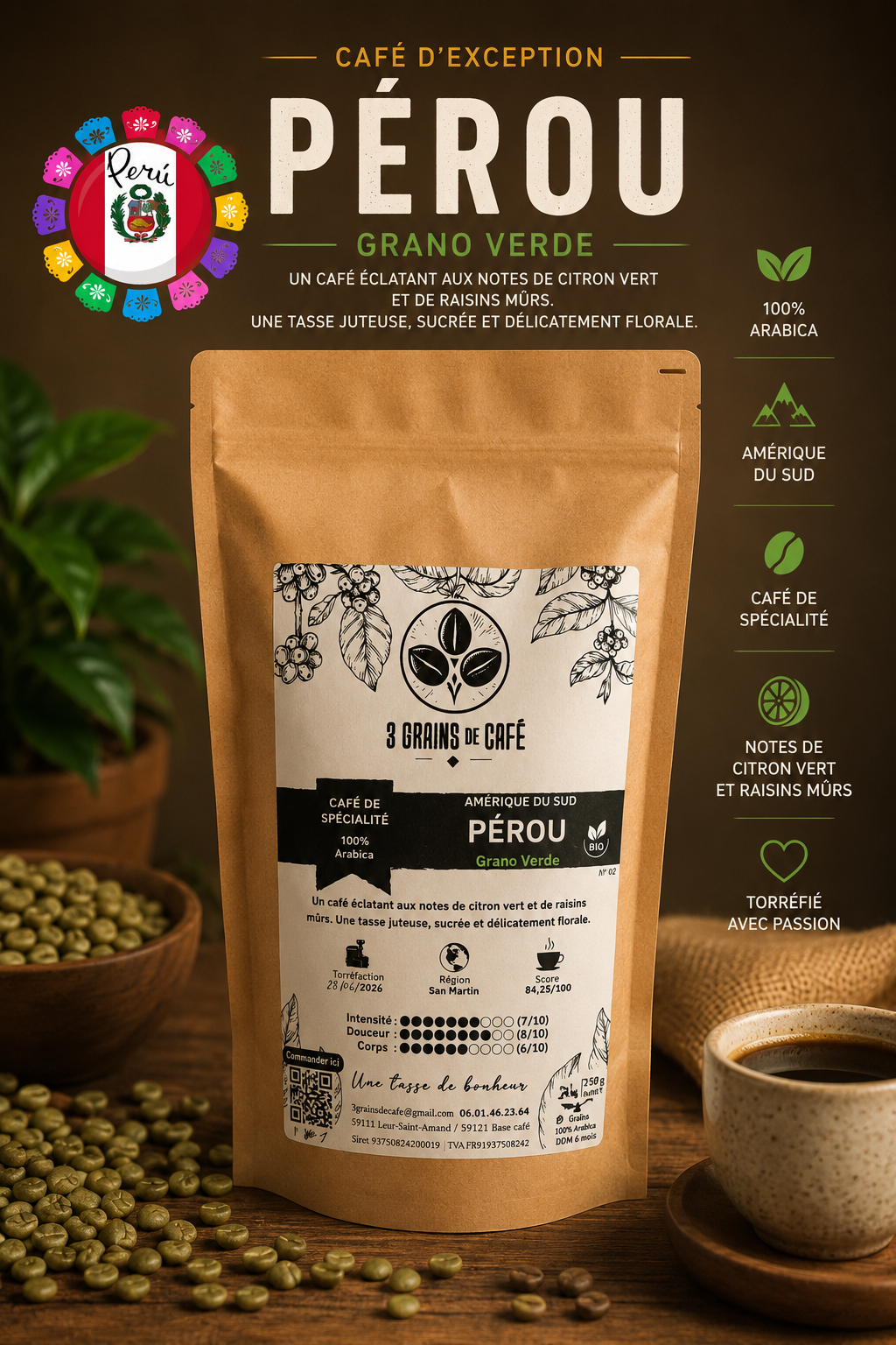 Café de spécialité Pérou BIO