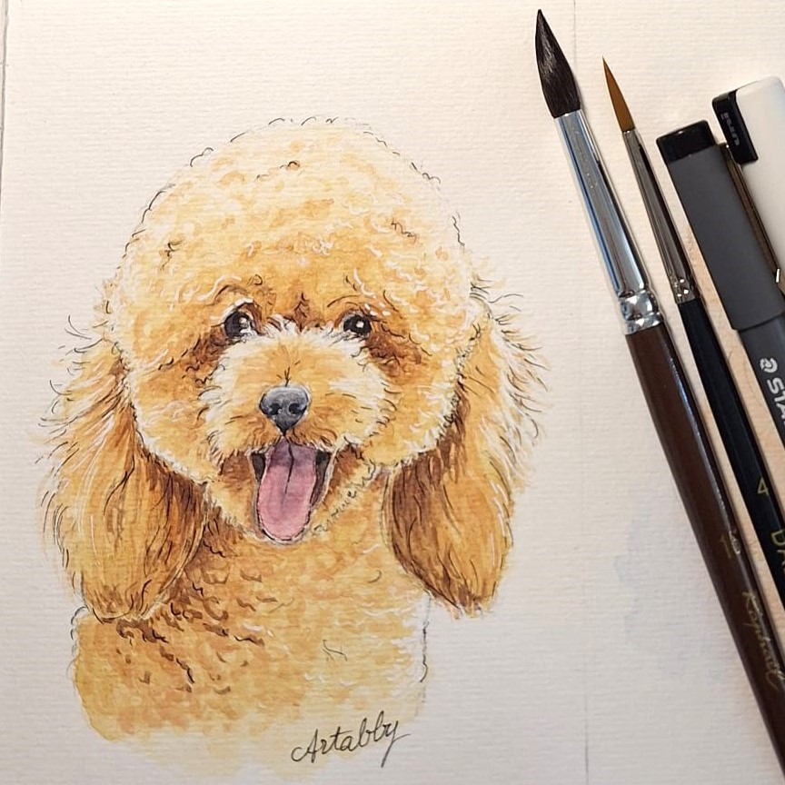 Portrait animalier à l'aquarelle