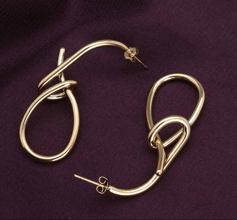 Intertwined Gold Drop Earrings
