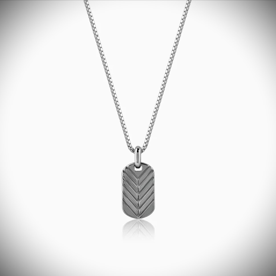 Midnight Chevron Pendant in Black Rhodium